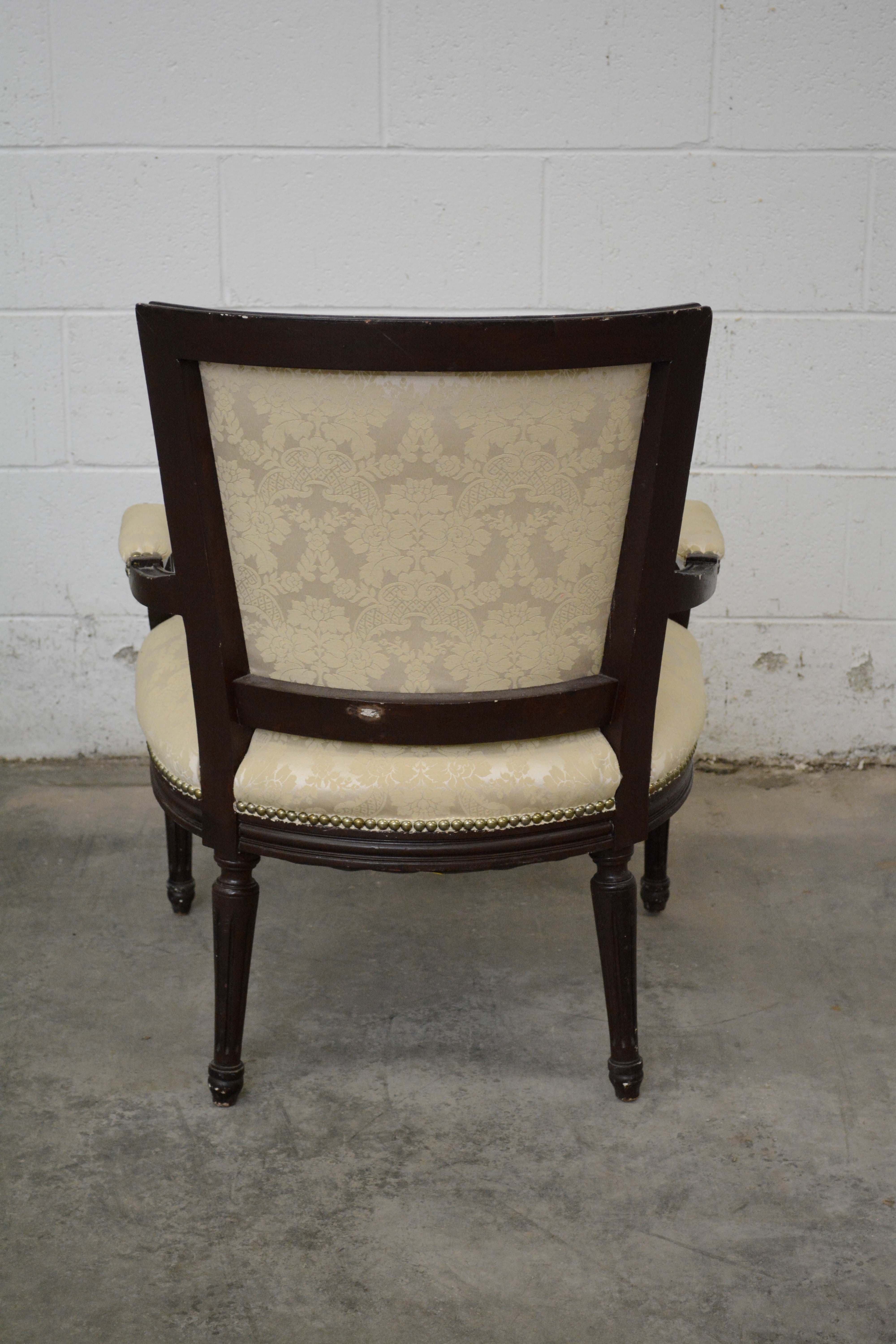 Federal Style Painted Wood Frame Upholstered Armchairs, 20th Century