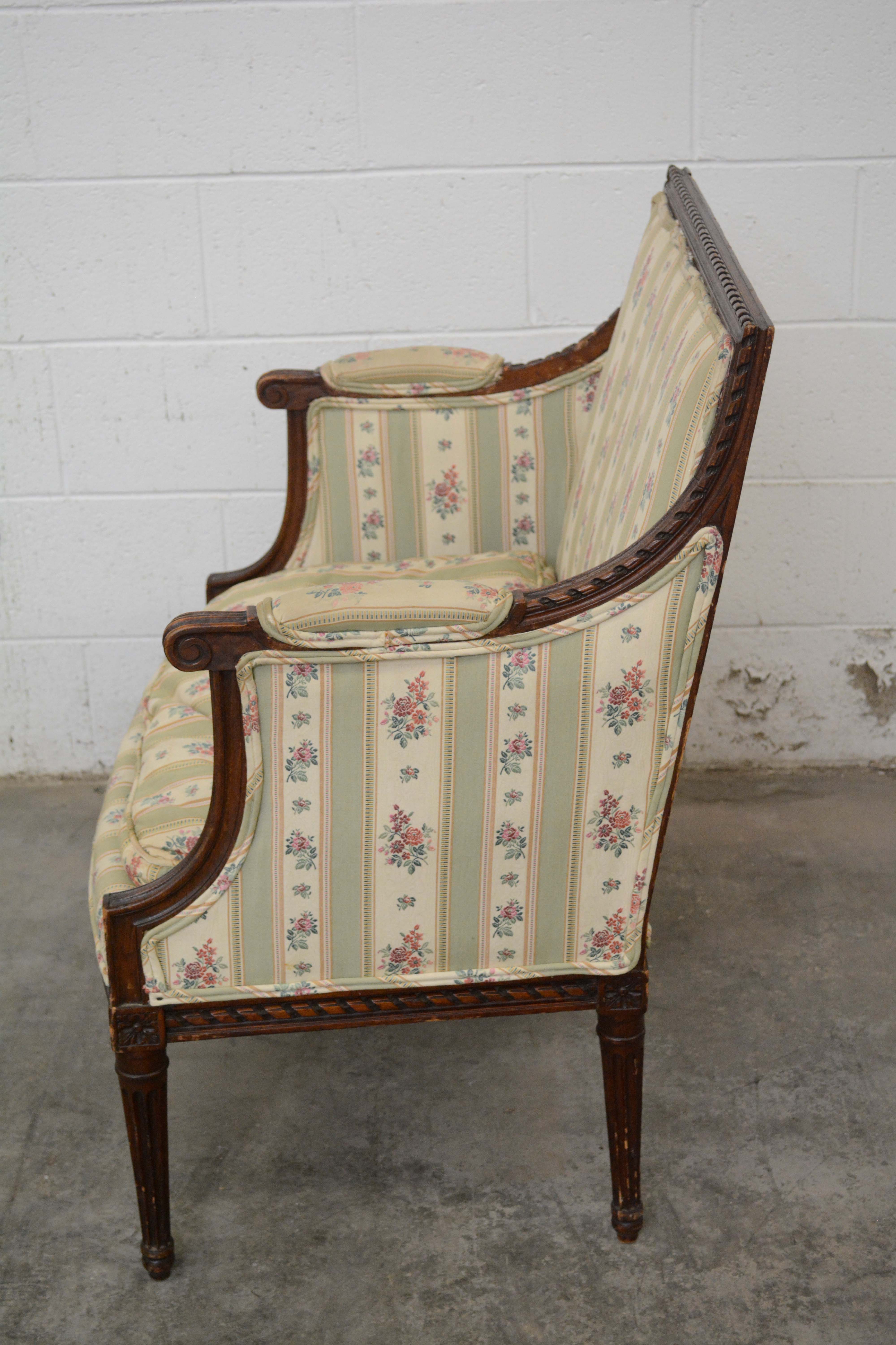 Pair of Louis XVI Style Bergères, Late 19th/Early 20th Century