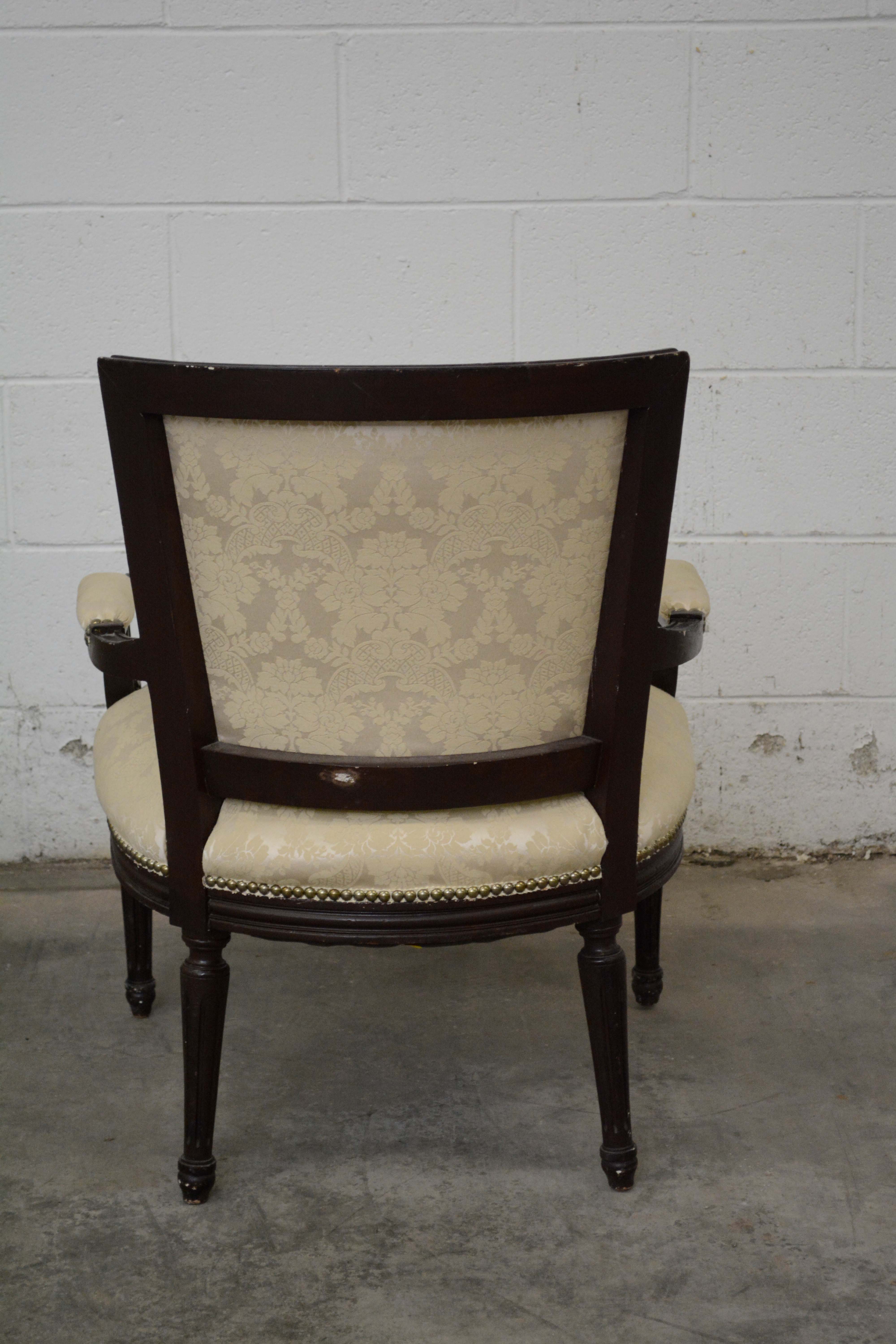 Federal Style Painted Wood Frame Upholstered Armchairs, 20th Century