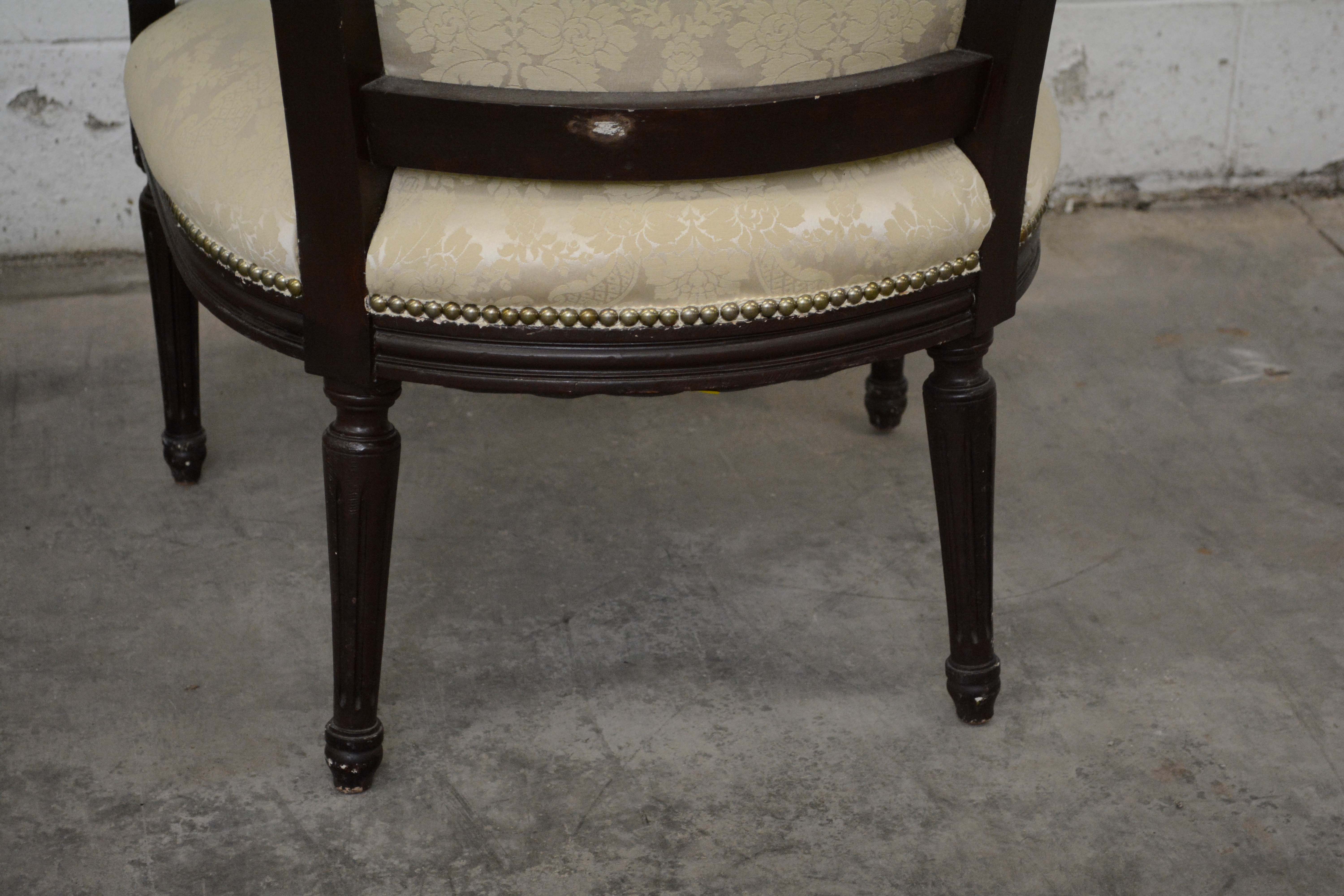 Federal Style Painted Wood Frame Upholstered Armchairs, 20th Century