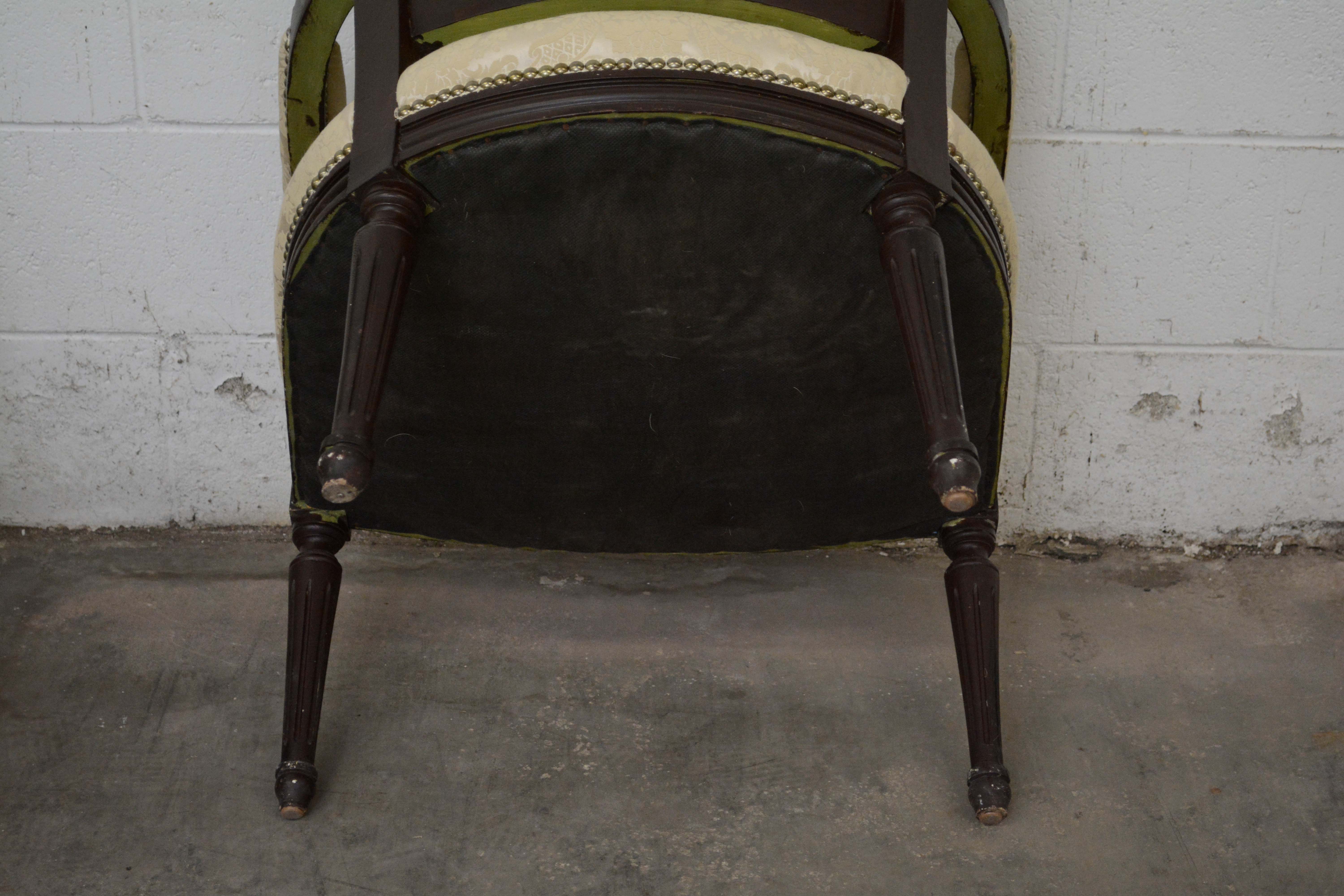 Federal Style Painted Wood Frame Upholstered Armchairs, 20th Century