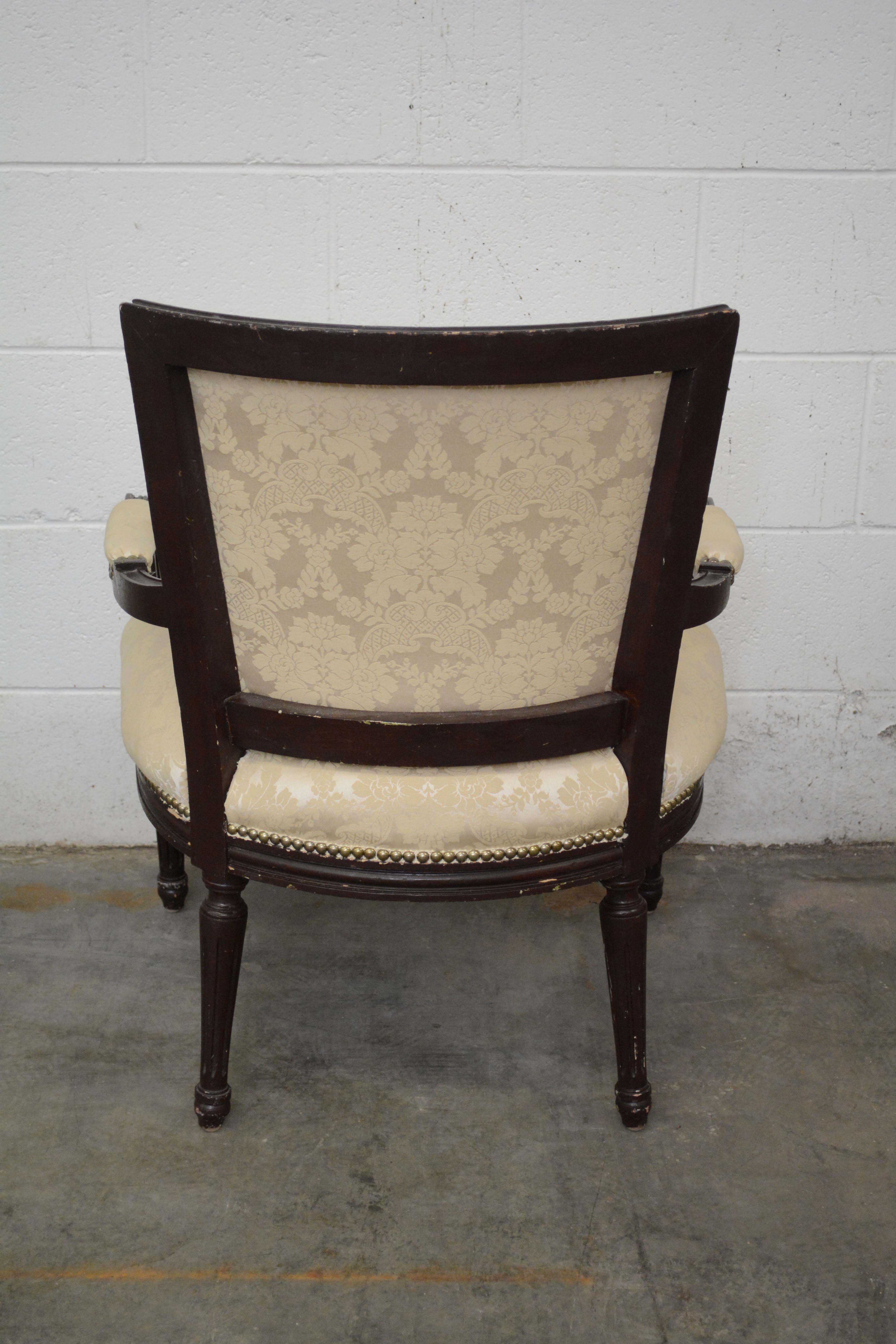 Federal Style Painted Wood Frame Upholstered Armchairs, 20th Century