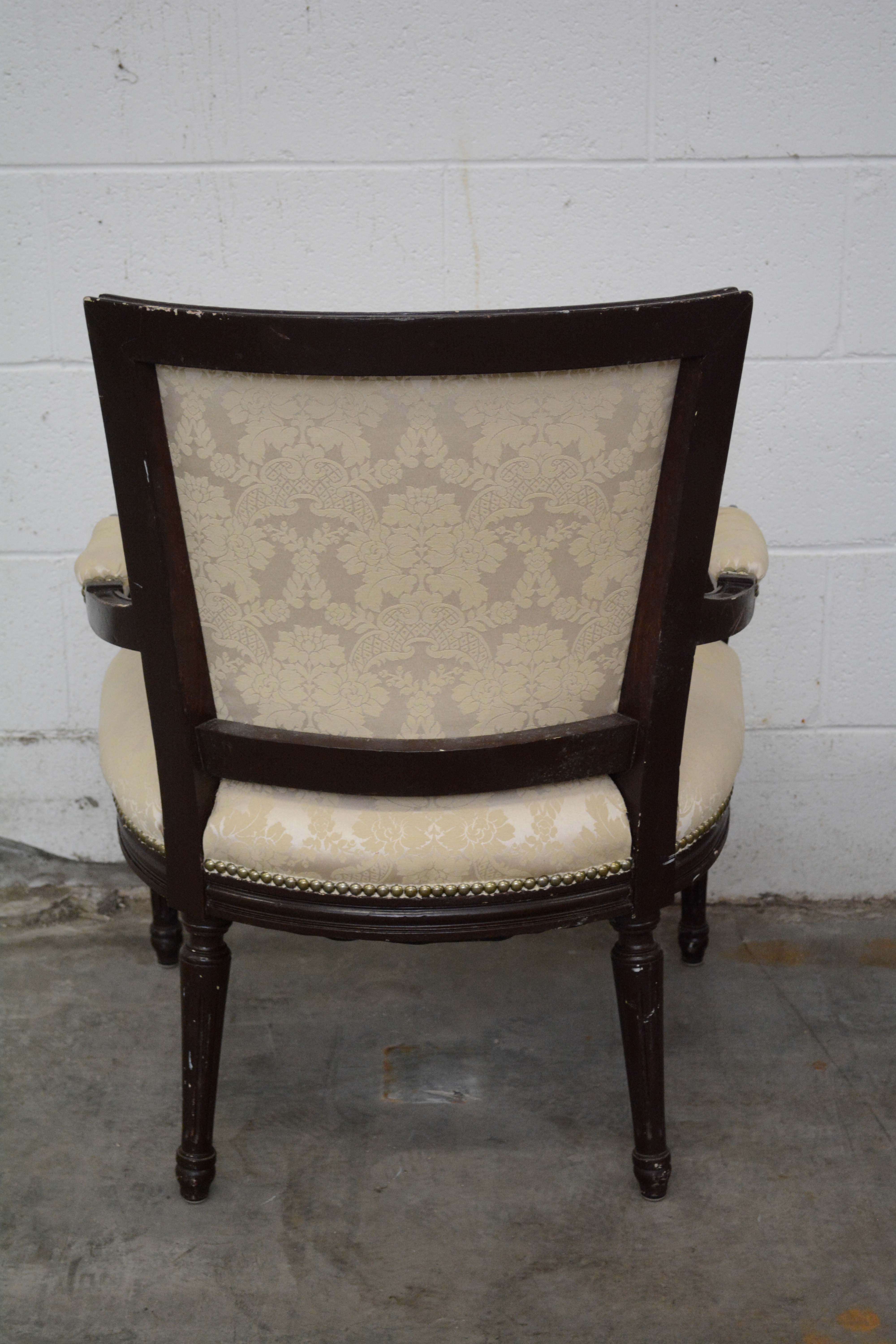 Federal Style Painted Wood Frame Upholstered Armchairs, 20th Century