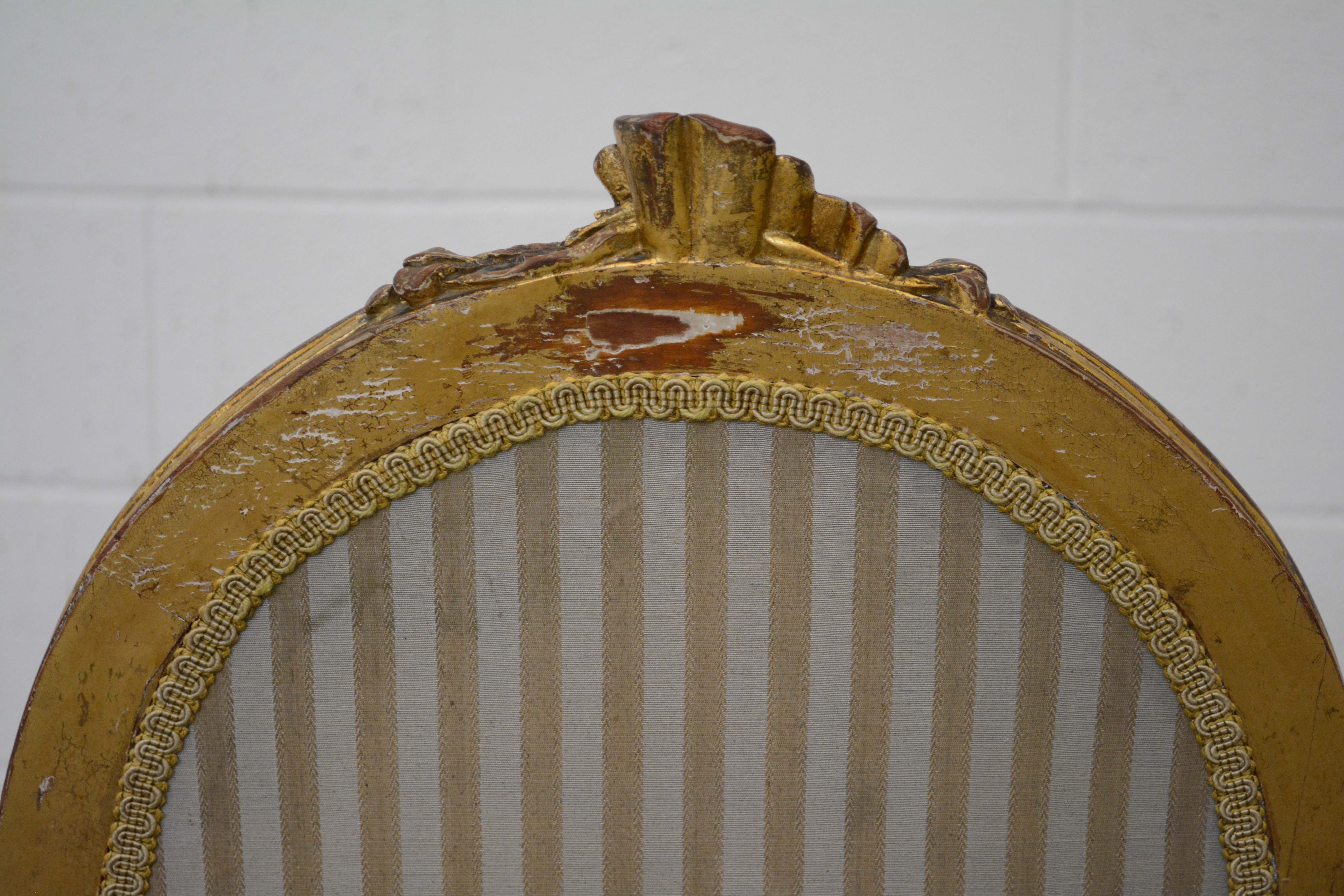 Louis XVI Style Giltwood Fauteuil and Side Chair, Late 19th/Early 20th Century