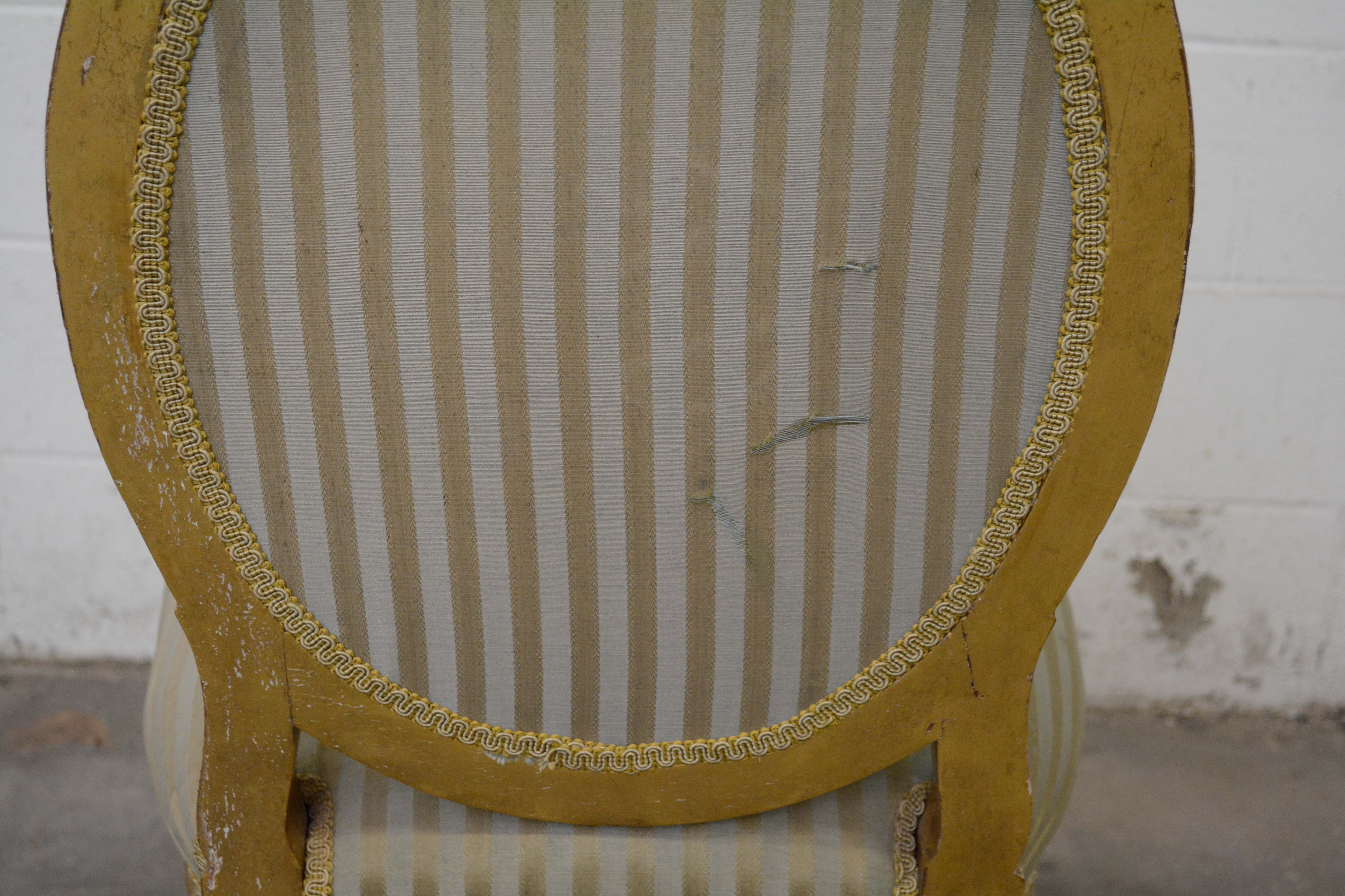 Louis XVI Style Giltwood Fauteuil and Side Chair, Late 19th/Early 20th Century