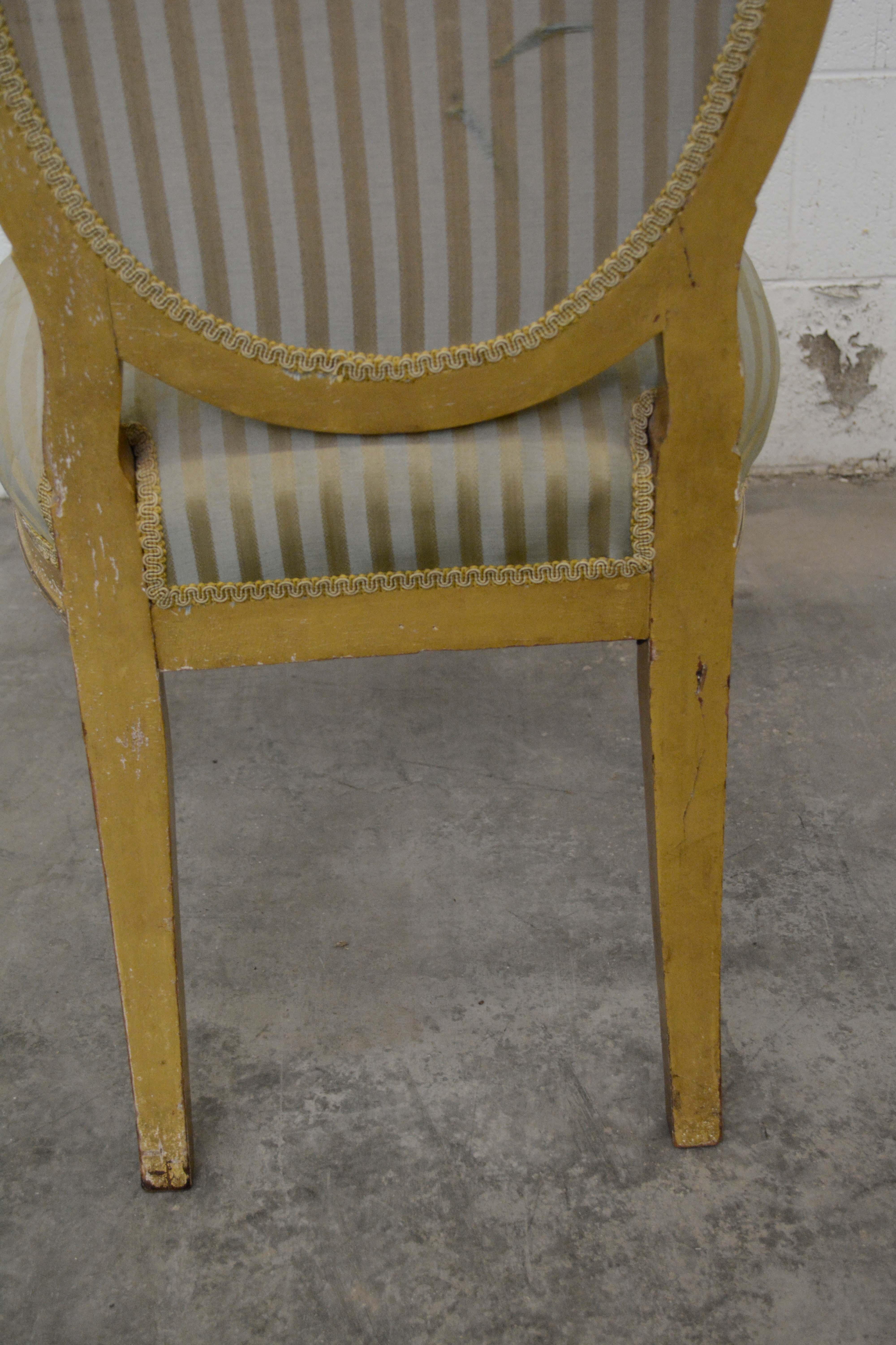 Louis XVI Style Giltwood Fauteuil and Side Chair, Late 19th/Early 20th Century