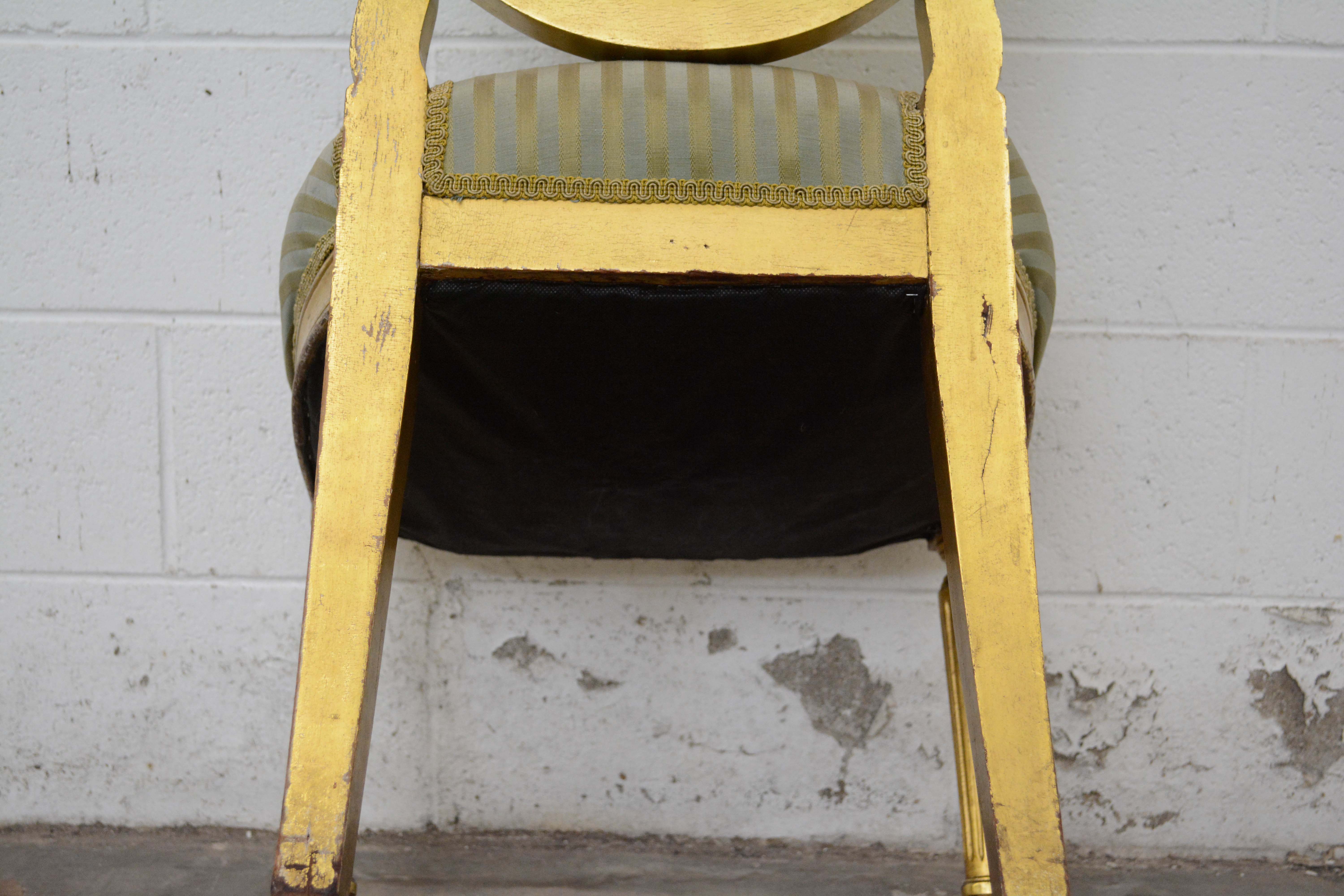 Louis XVI Style Giltwood Fauteuil and Side Chair, Late 19th/Early 20th Century