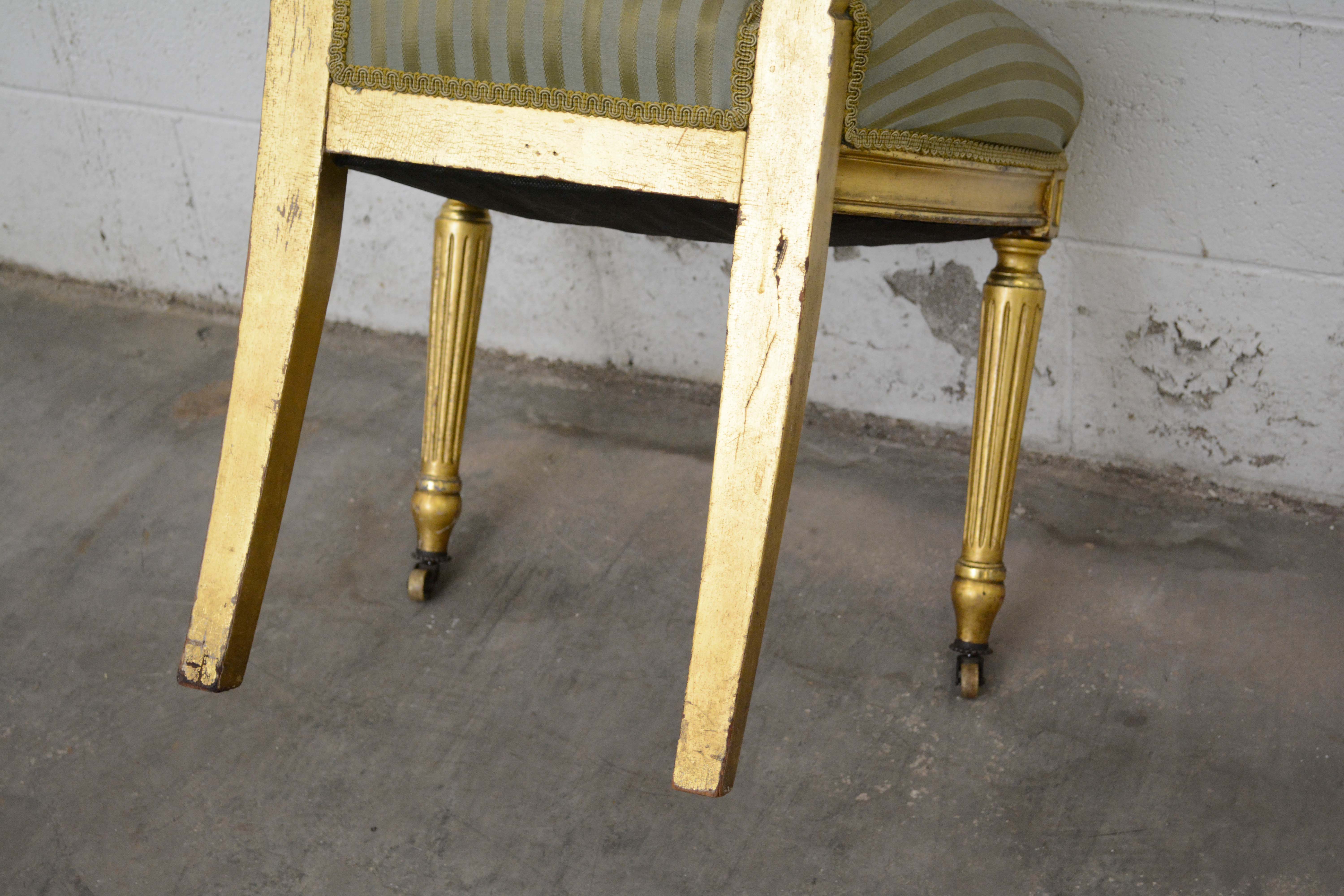 Louis XVI Style Giltwood Fauteuil and Side Chair, Late 19th/Early 20th Century