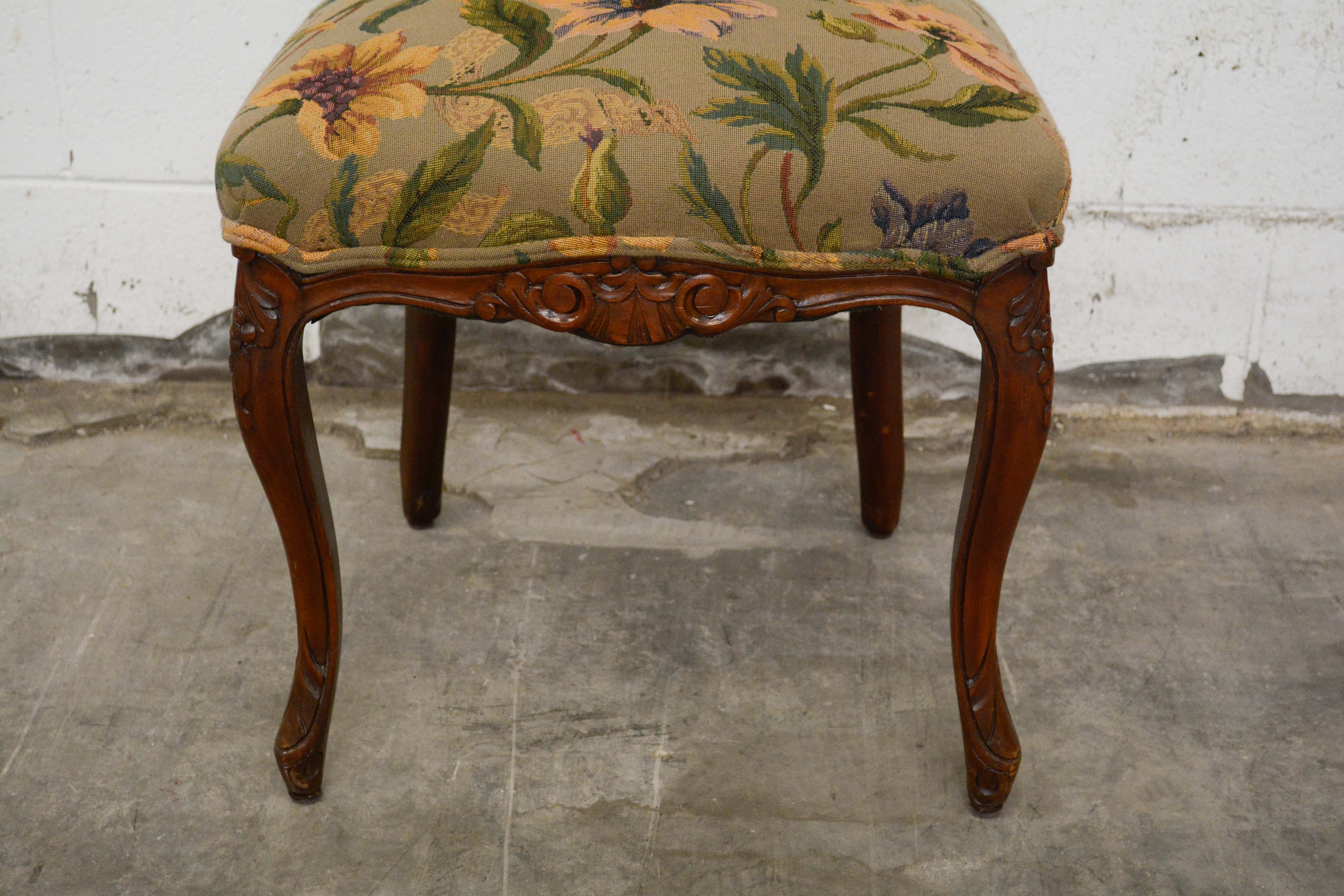 French Provincial Style Walnut Dining Chairs Set, 20th Century