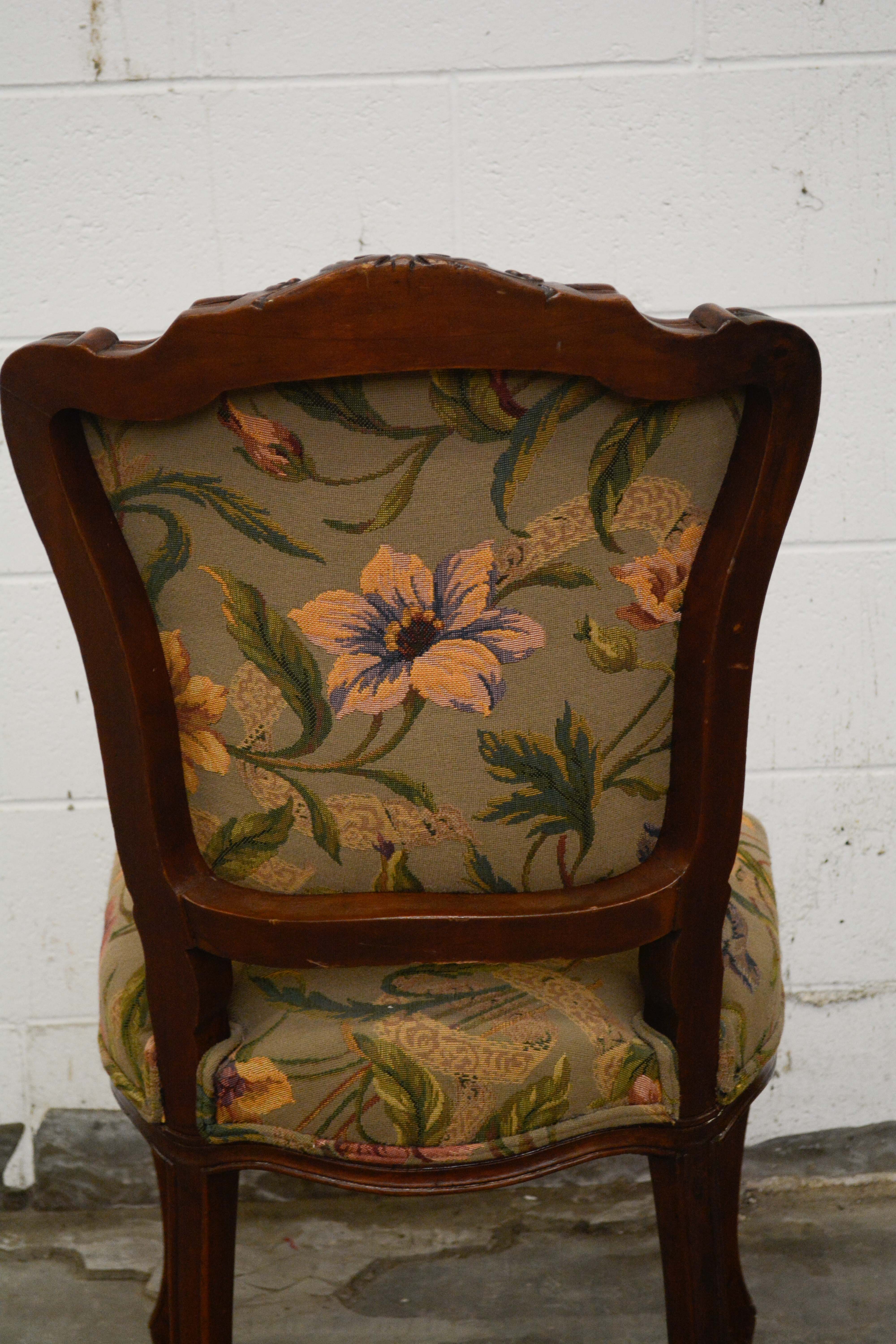 French Provincial Style Walnut Dining Chairs Set, 20th Century