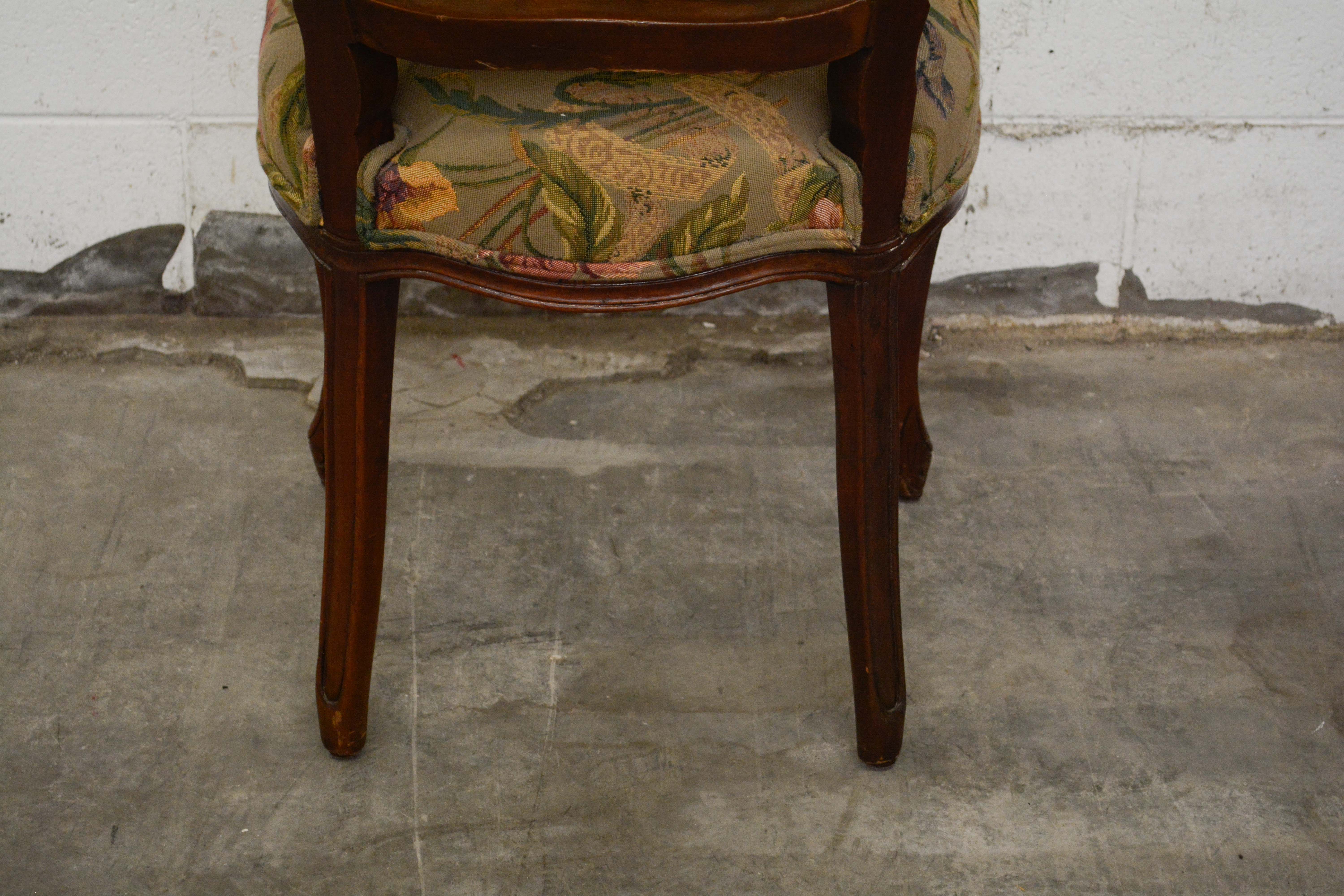 French Provincial Style Walnut Dining Chairs Set, 20th Century