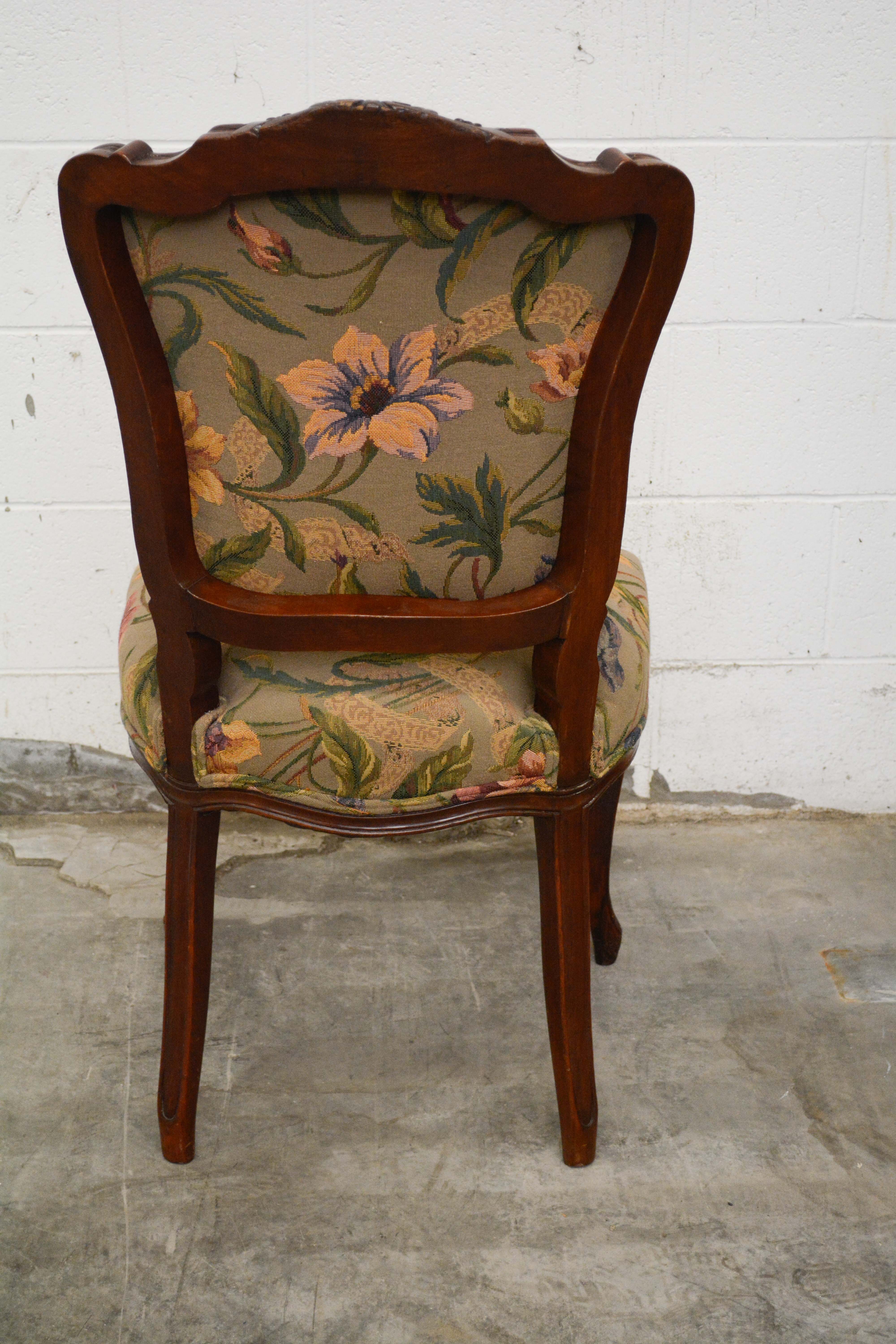 French Provincial Style Walnut Dining Chairs Set, 20th Century