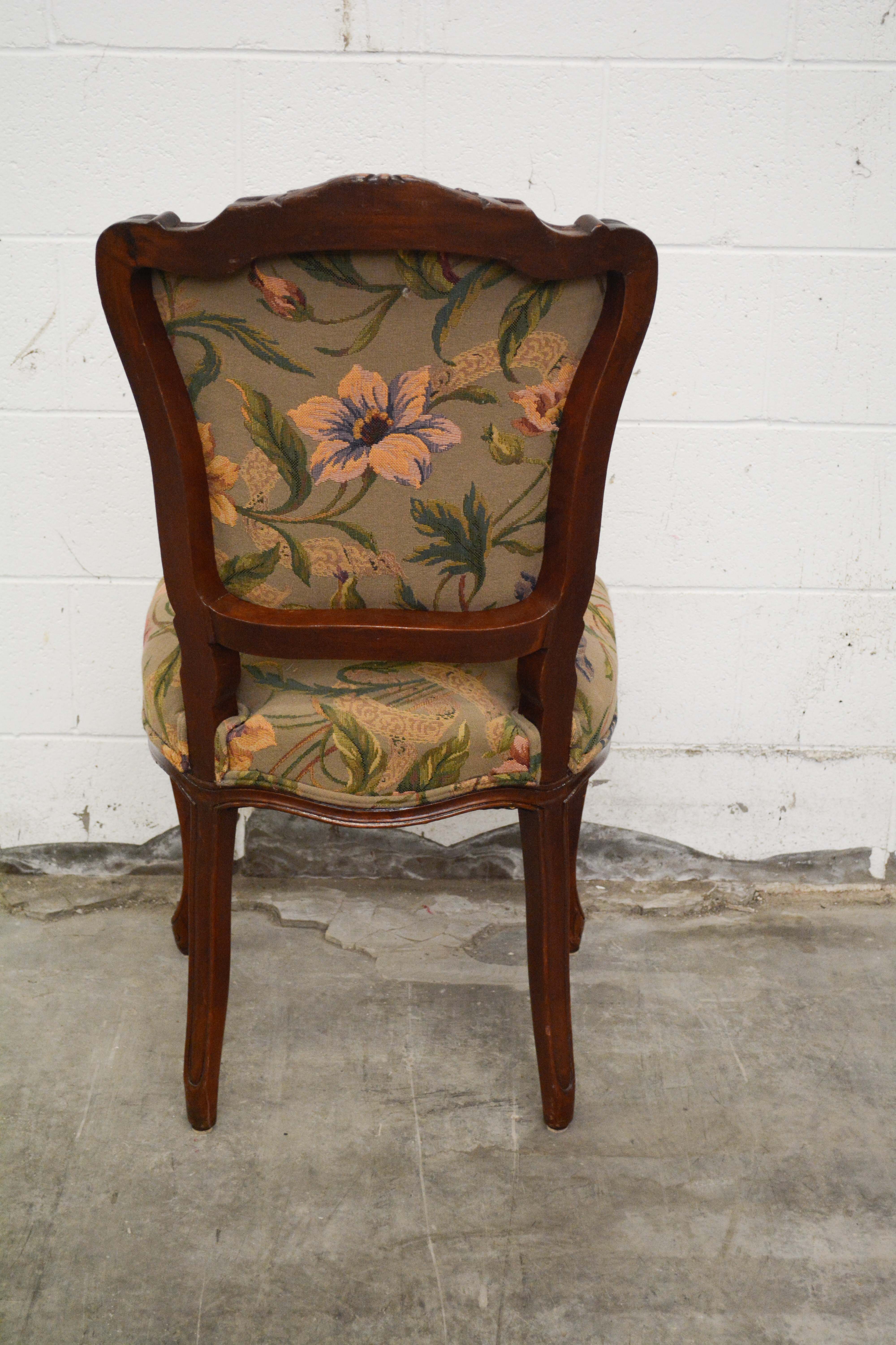 French Provincial Style Walnut Dining Chairs Set, 20th Century