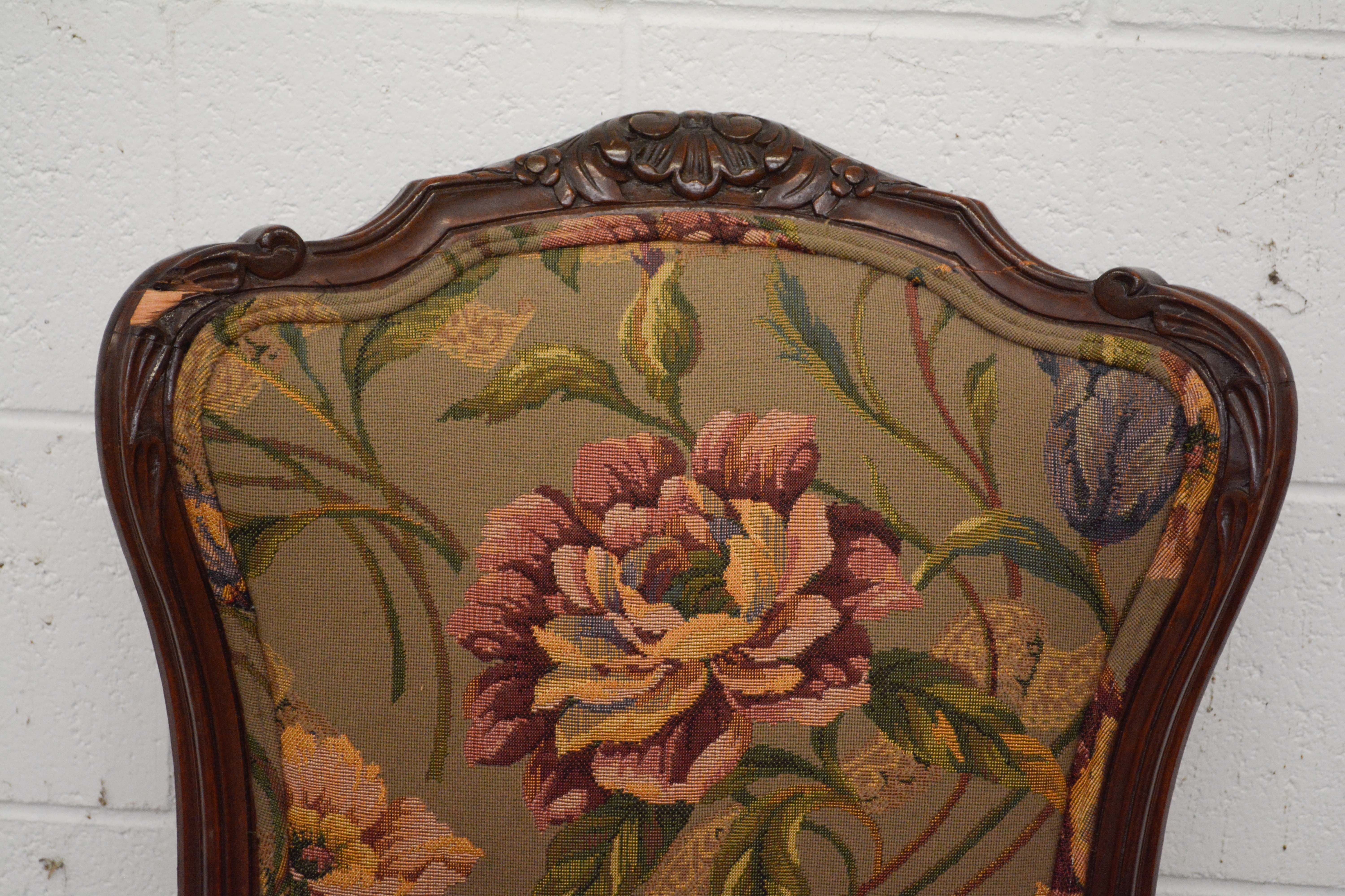 French Provincial Style Walnut Dining Chairs Set, 20th Century