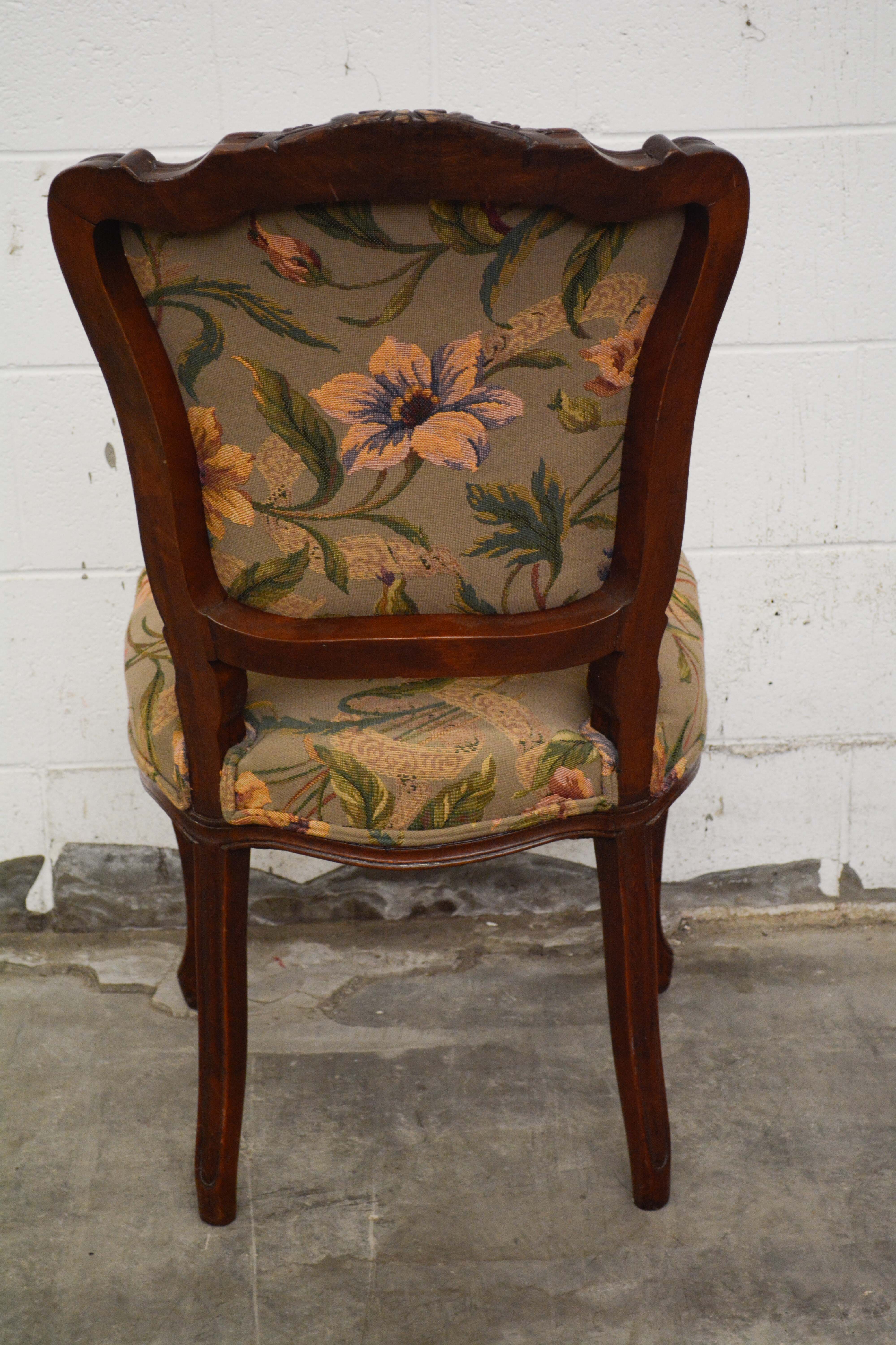 French Provincial Style Walnut Dining Chairs Set, 20th Century