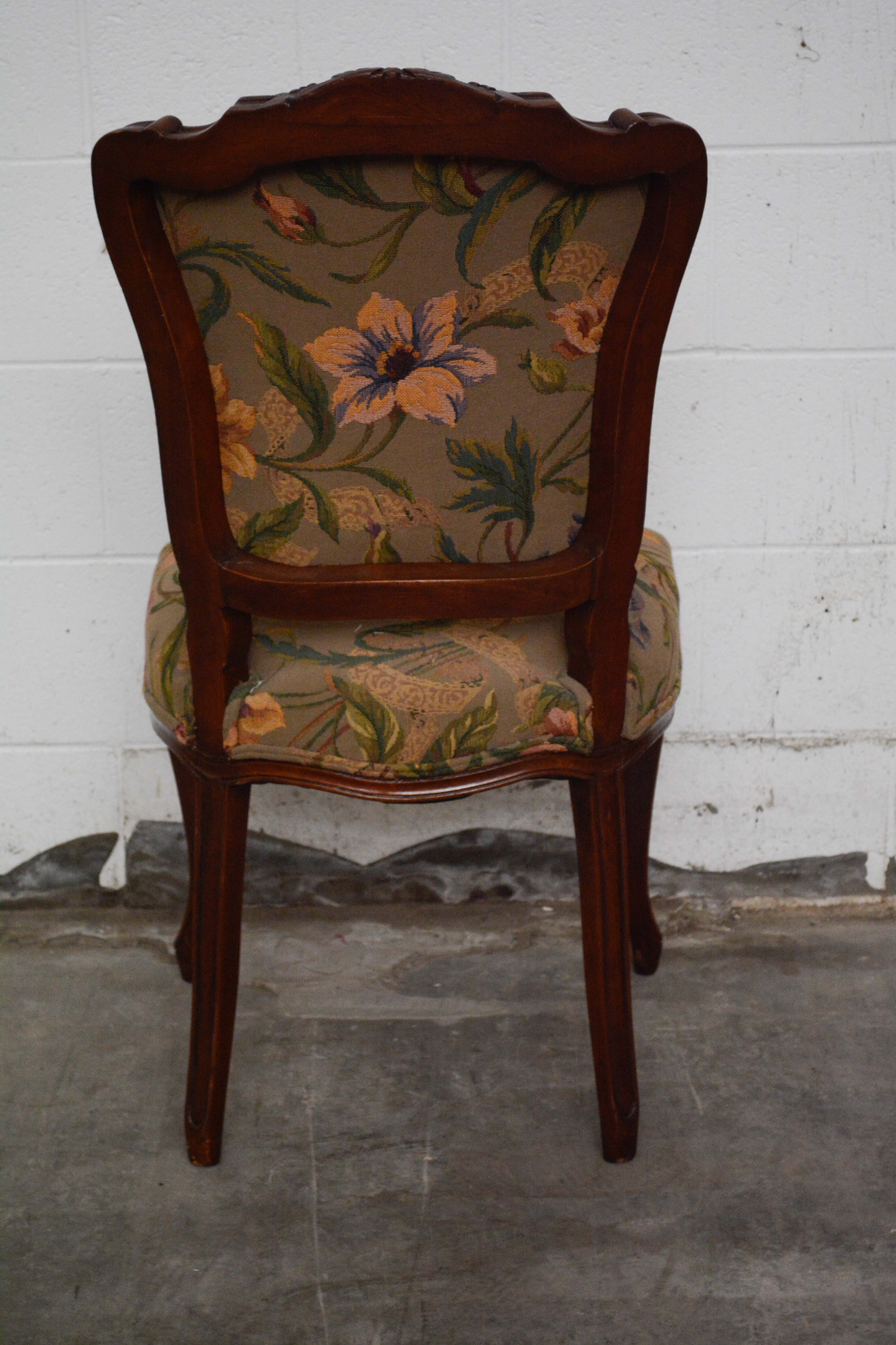 French Provincial Style Walnut Dining Chairs Set, 20th Century
