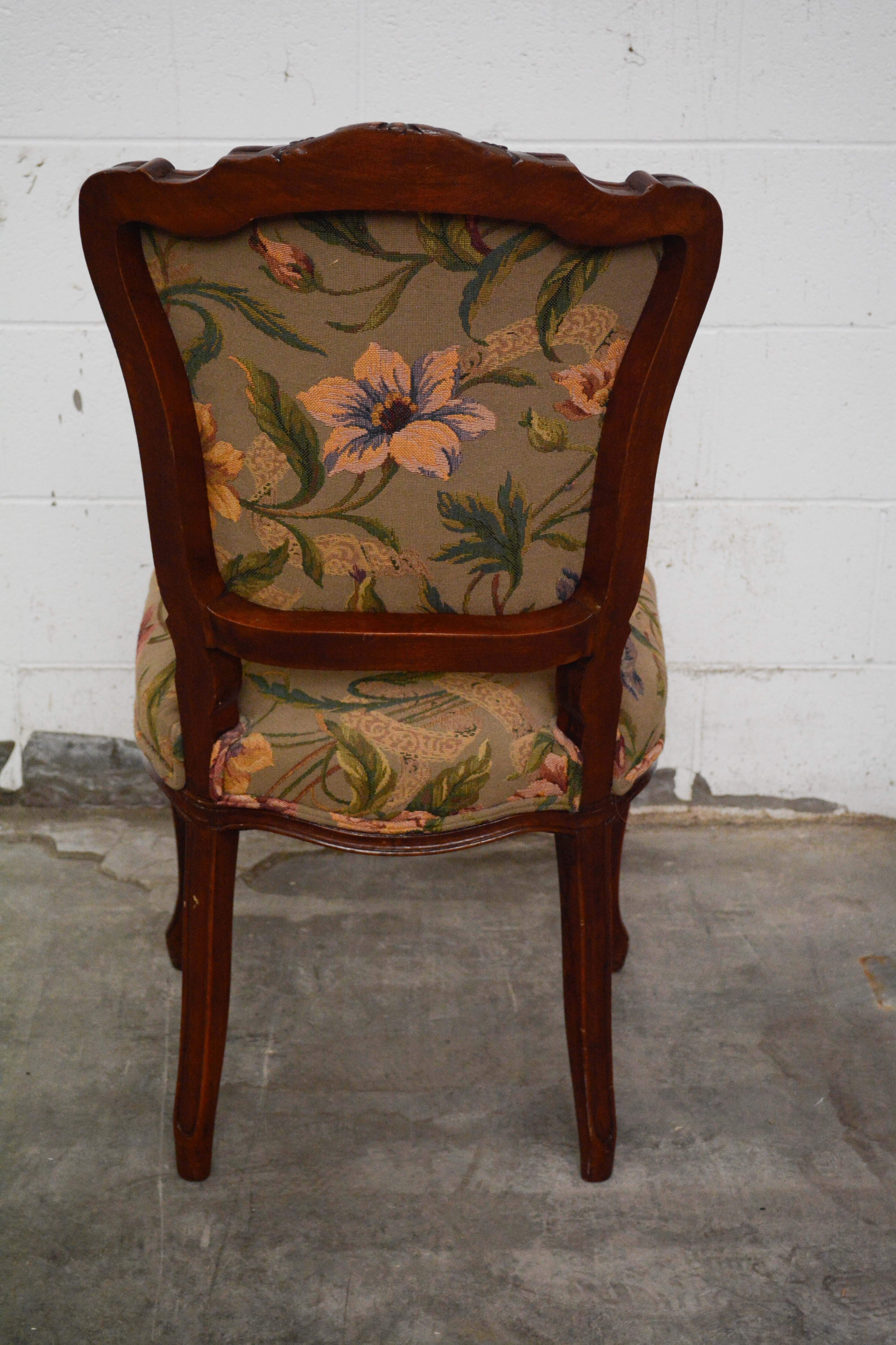 French Provincial Style Walnut Dining Chairs Set, 20th Century