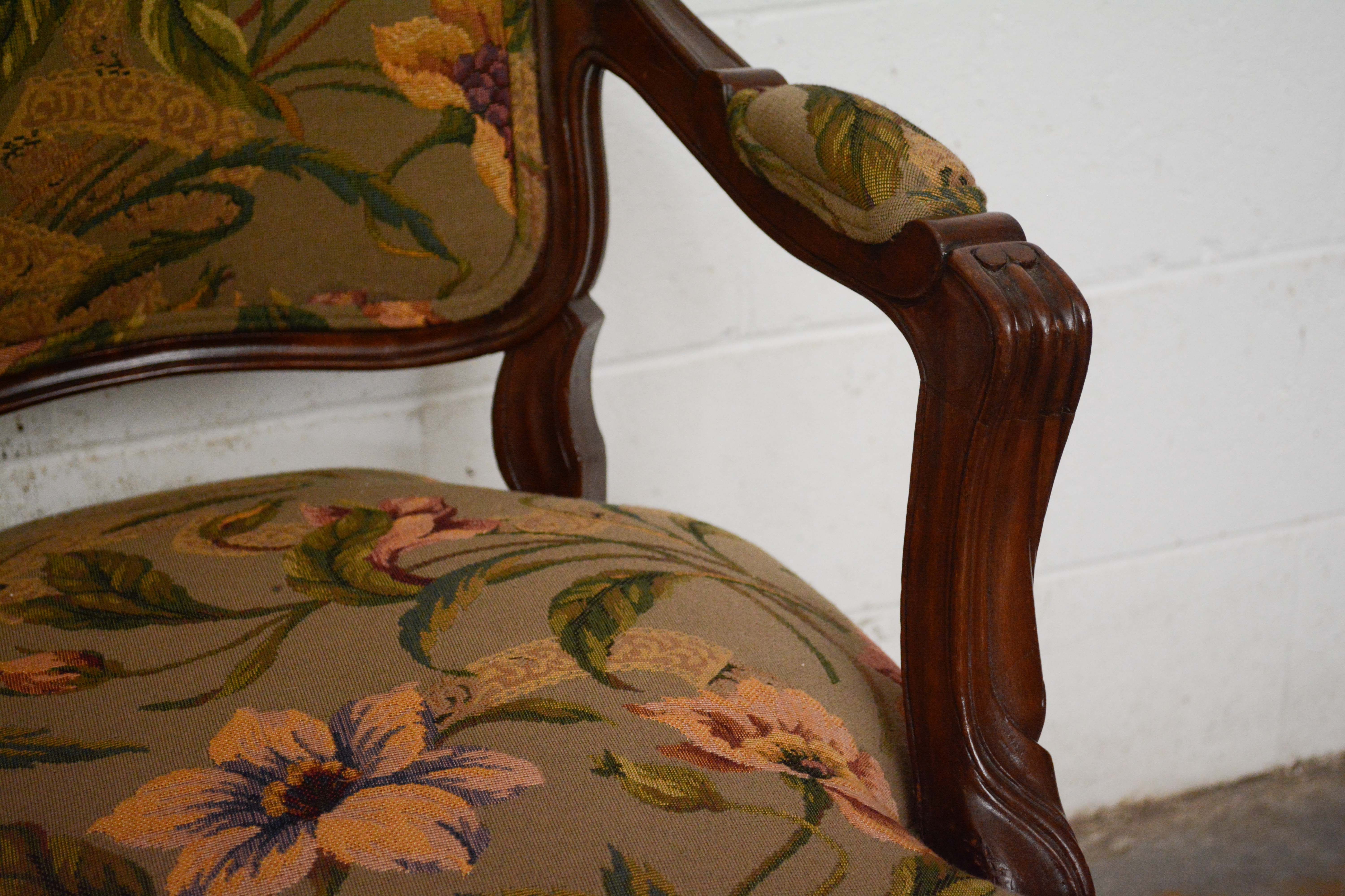 French Provincial Style Walnut Dining Chairs Set, 20th Century