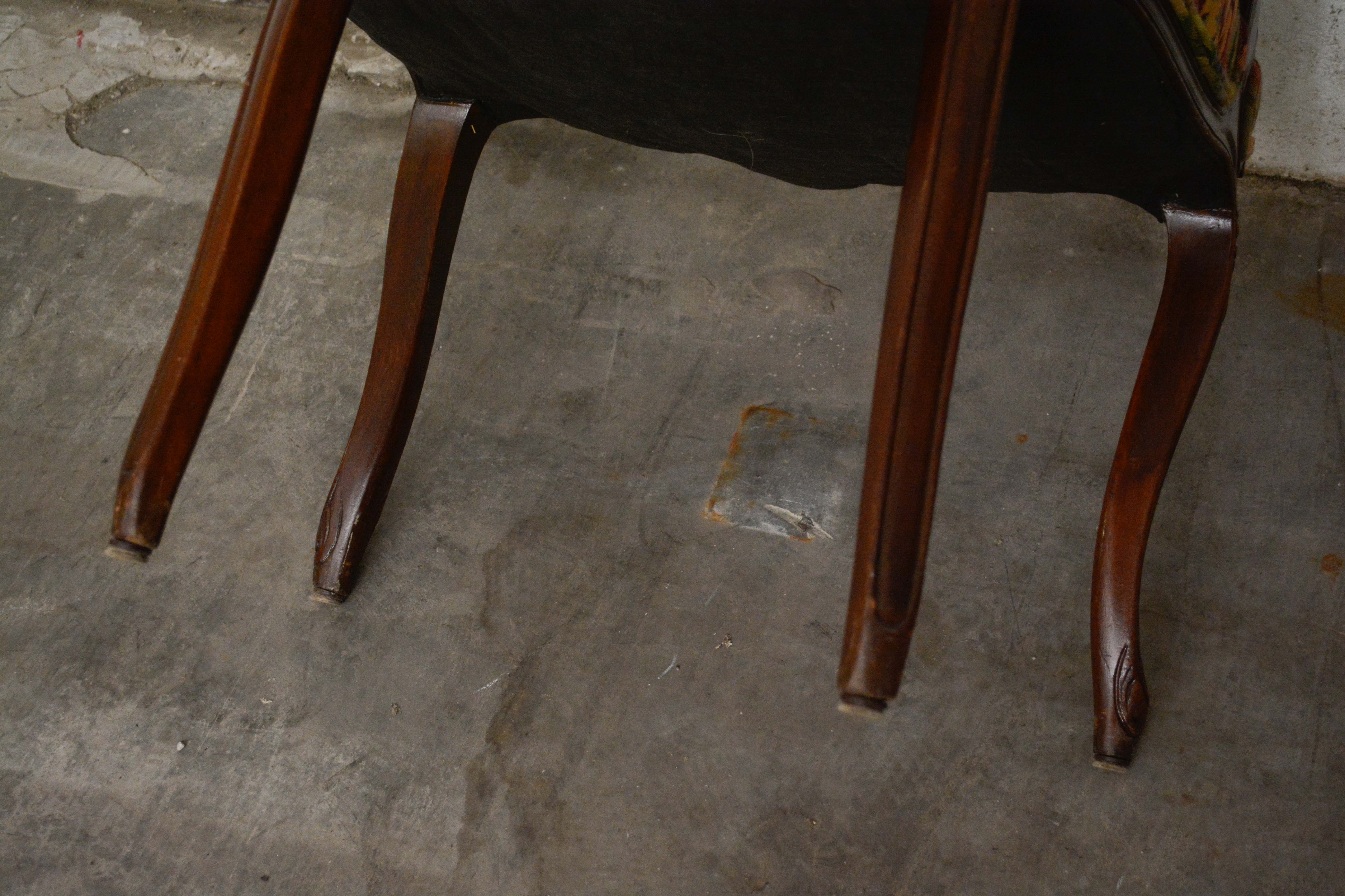 French Provincial Style Walnut Dining Chairs Set, 20th Century