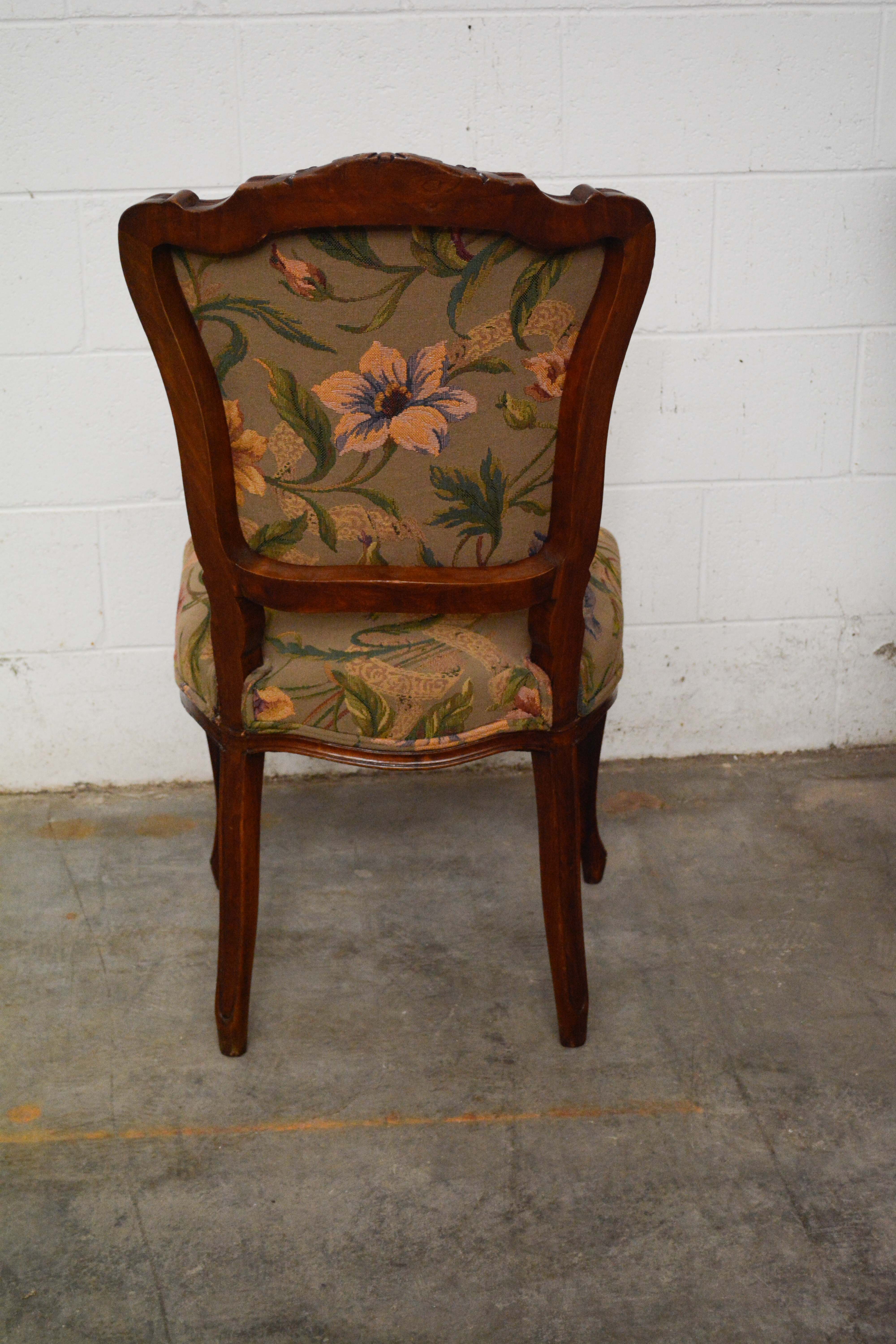 French Provincial Style Walnut Dining Chairs Set, 20th Century