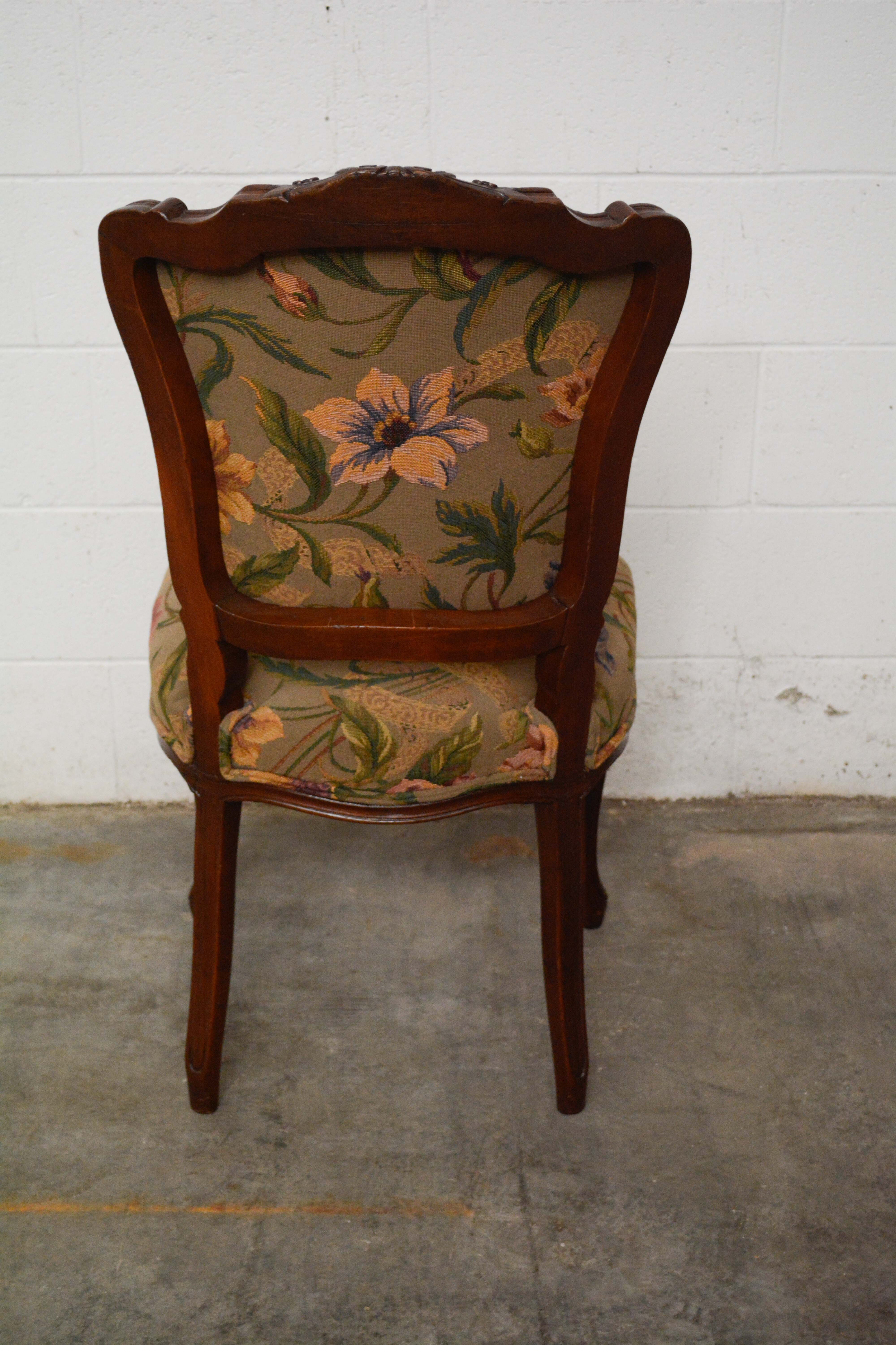 French Provincial Style Walnut Dining Chairs Set, 20th Century