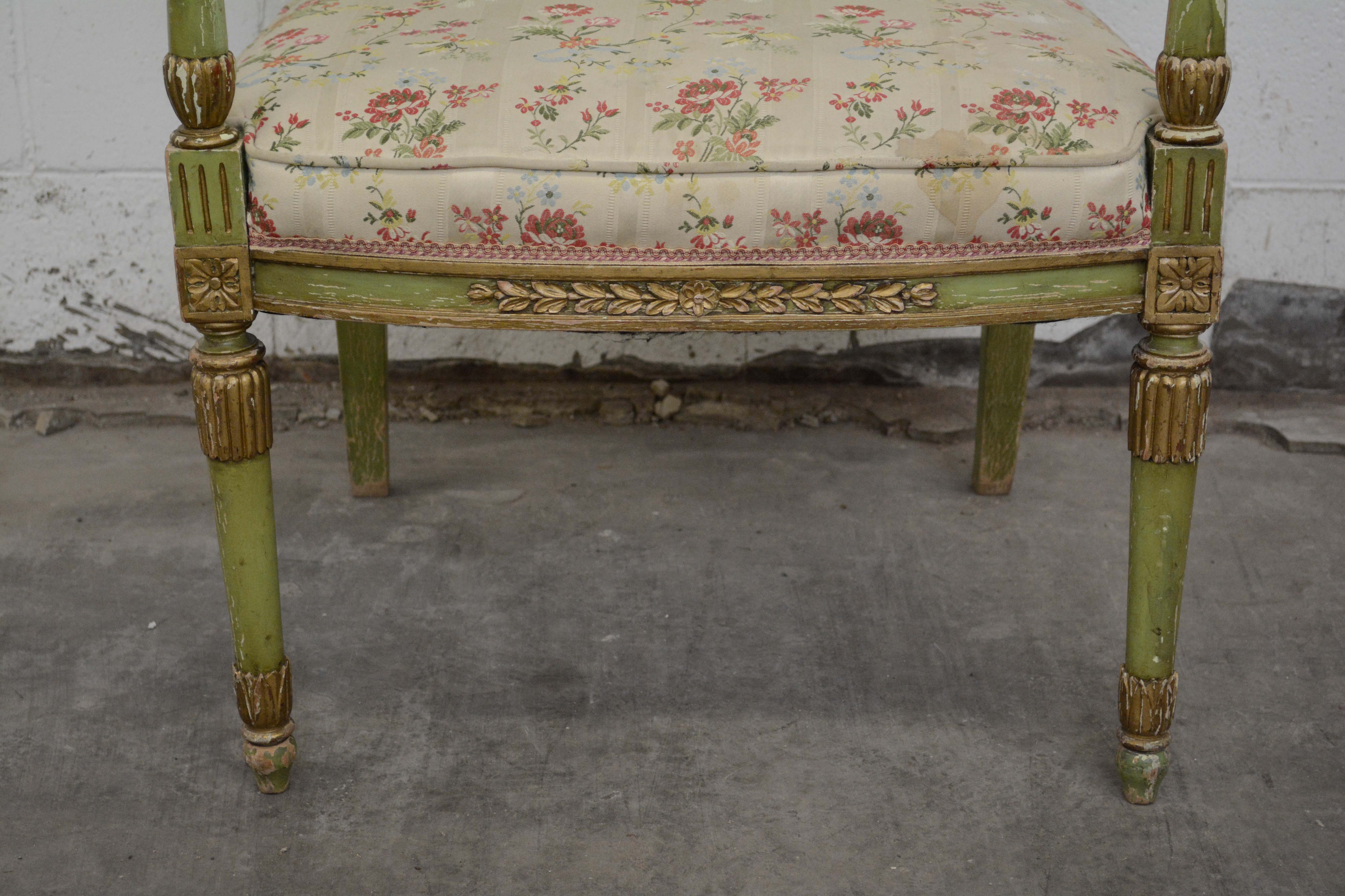 Louis XVI Style Painted Wooden Armchairs, 20th Century