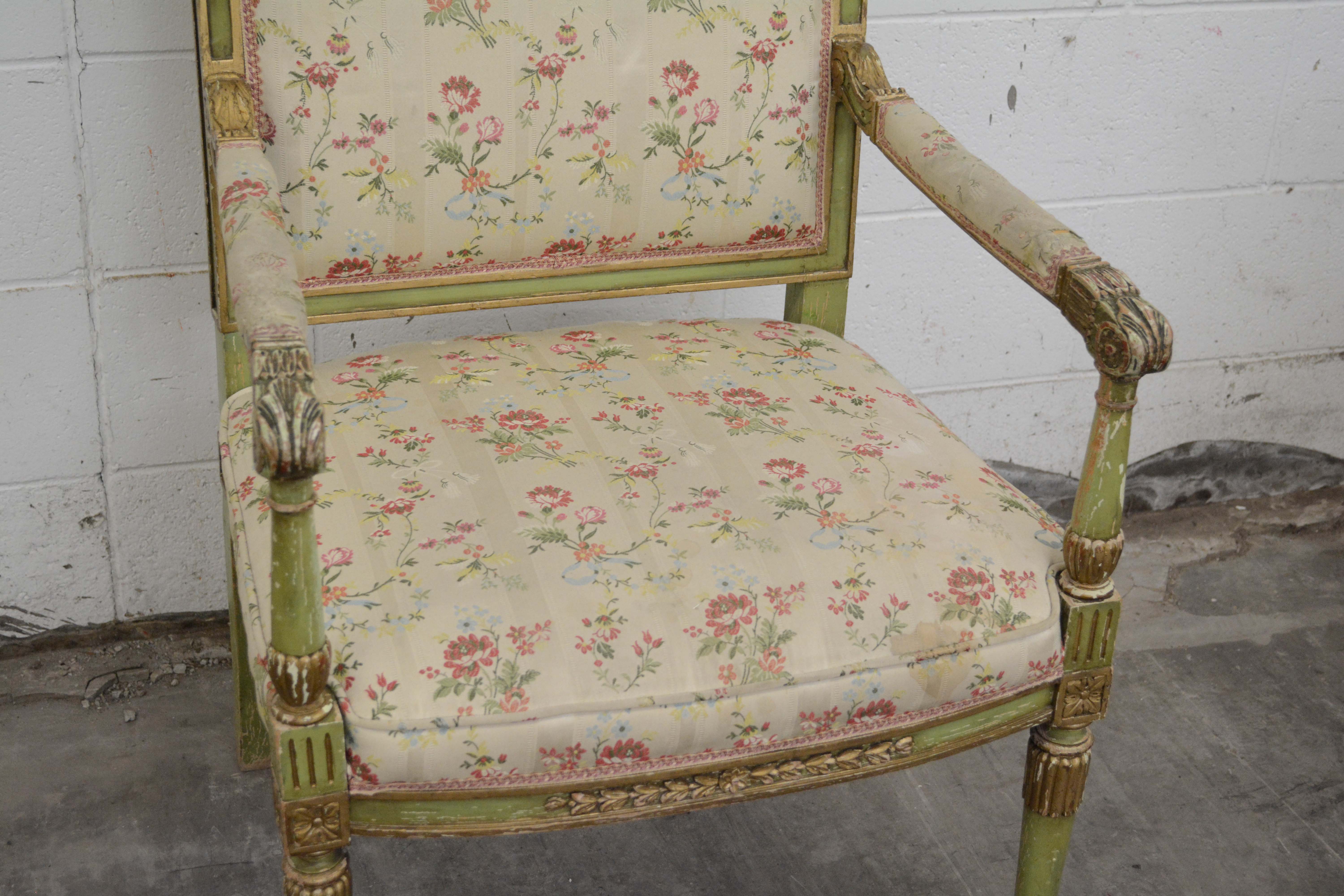 Louis XVI Style Painted Wooden Armchairs, 20th Century