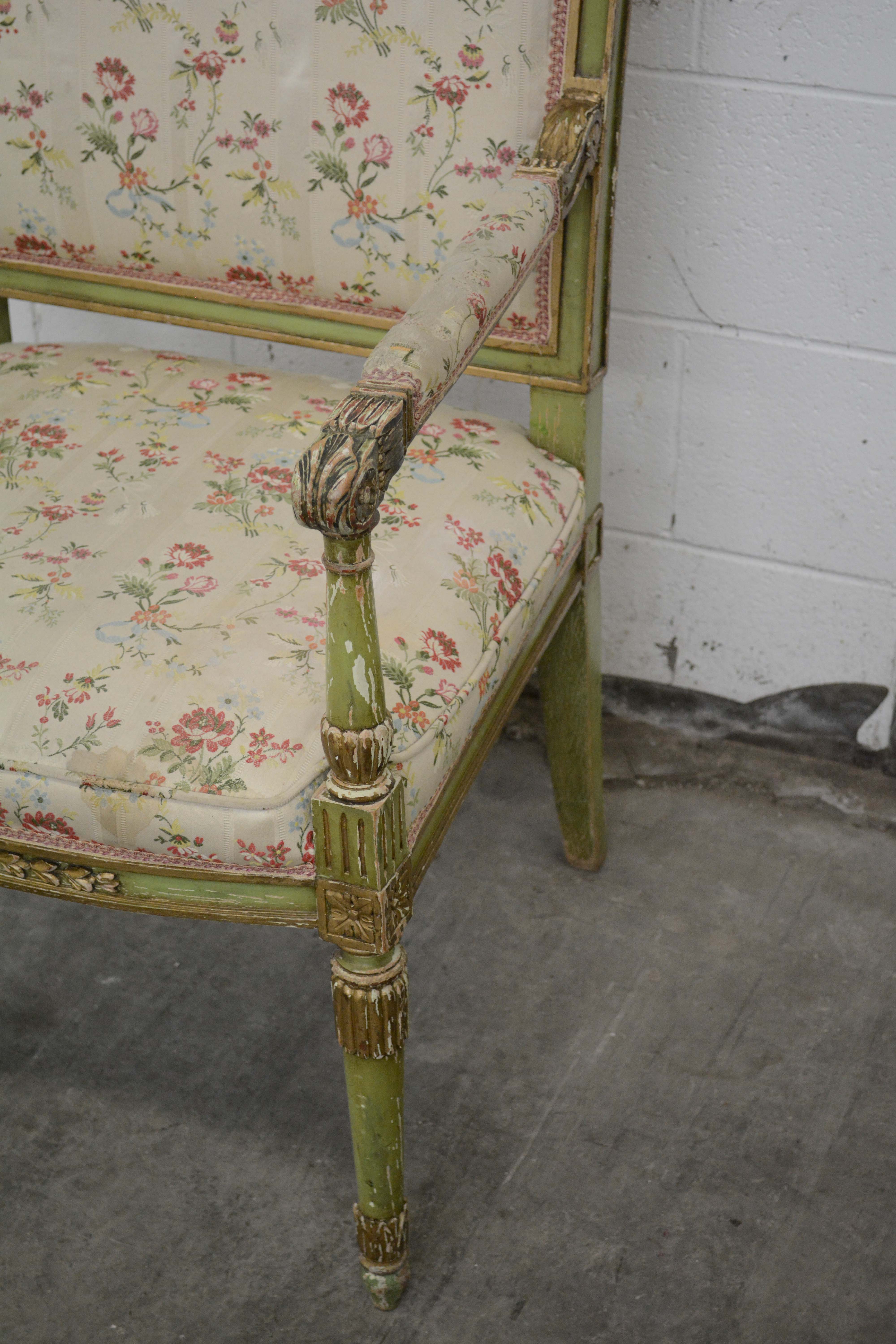 Louis XVI Style Painted Wooden Armchairs, 20th Century