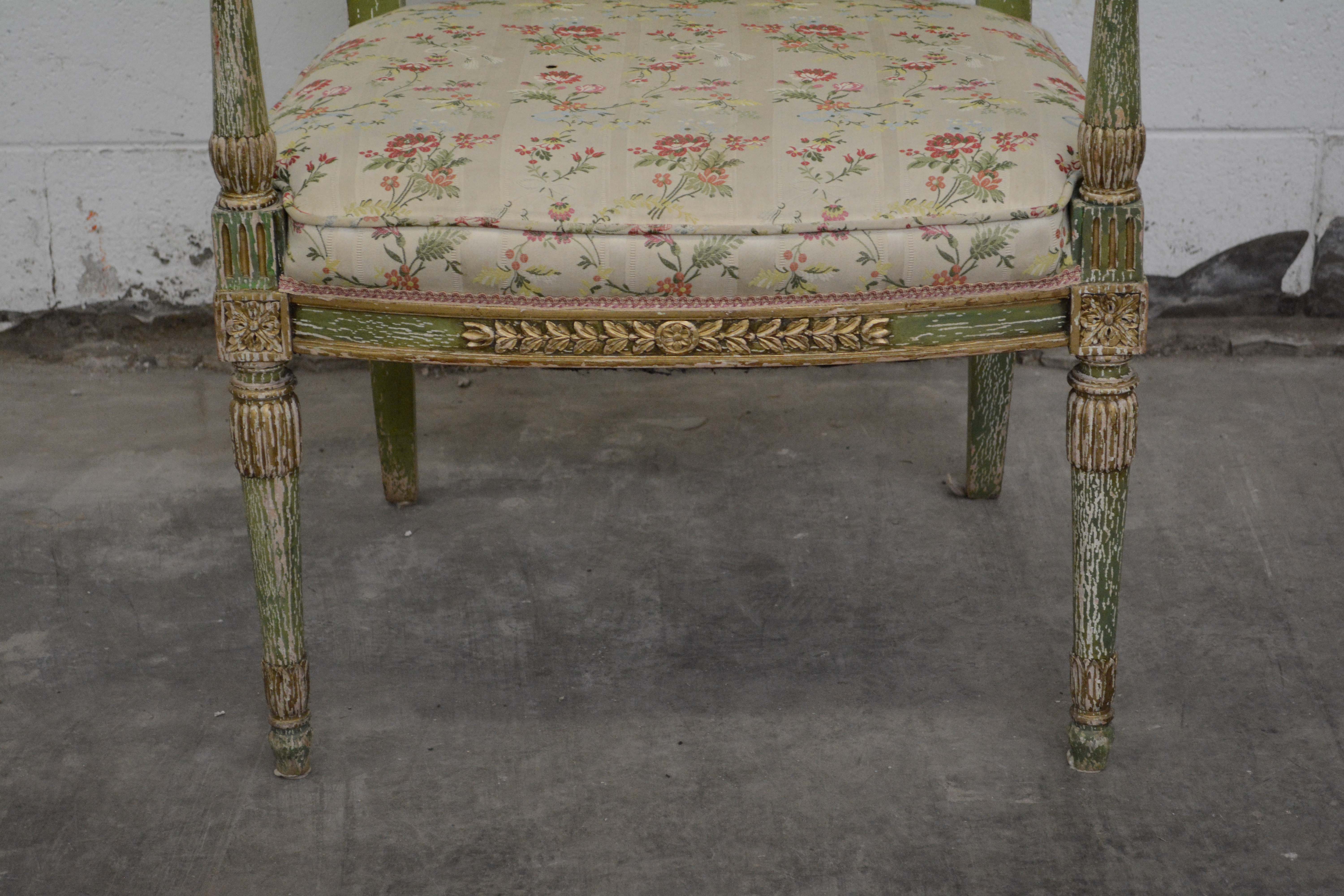 Louis XVI Style Painted Wooden Armchairs, 20th Century