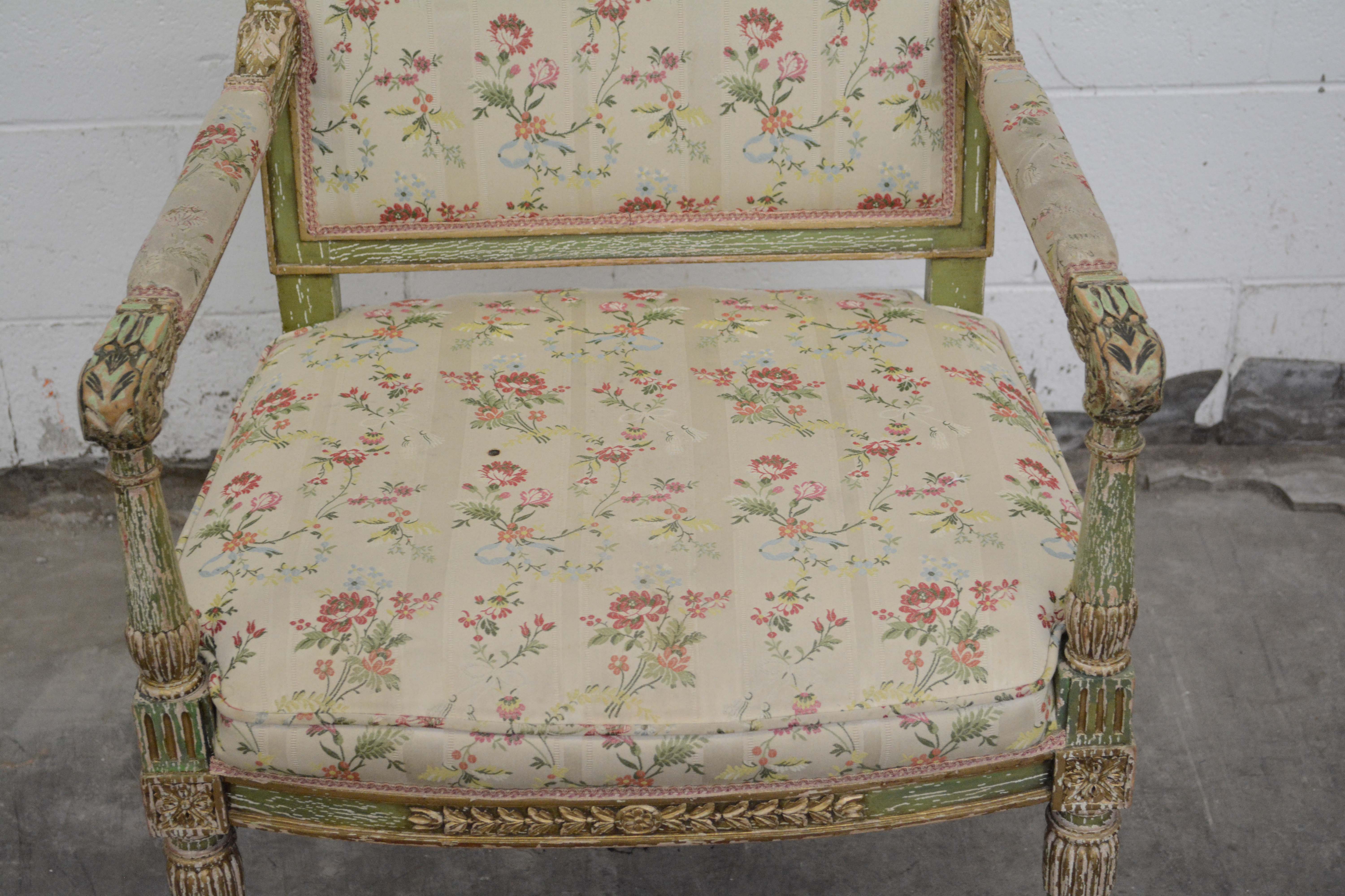 Louis XVI Style Painted Wooden Armchairs, 20th Century