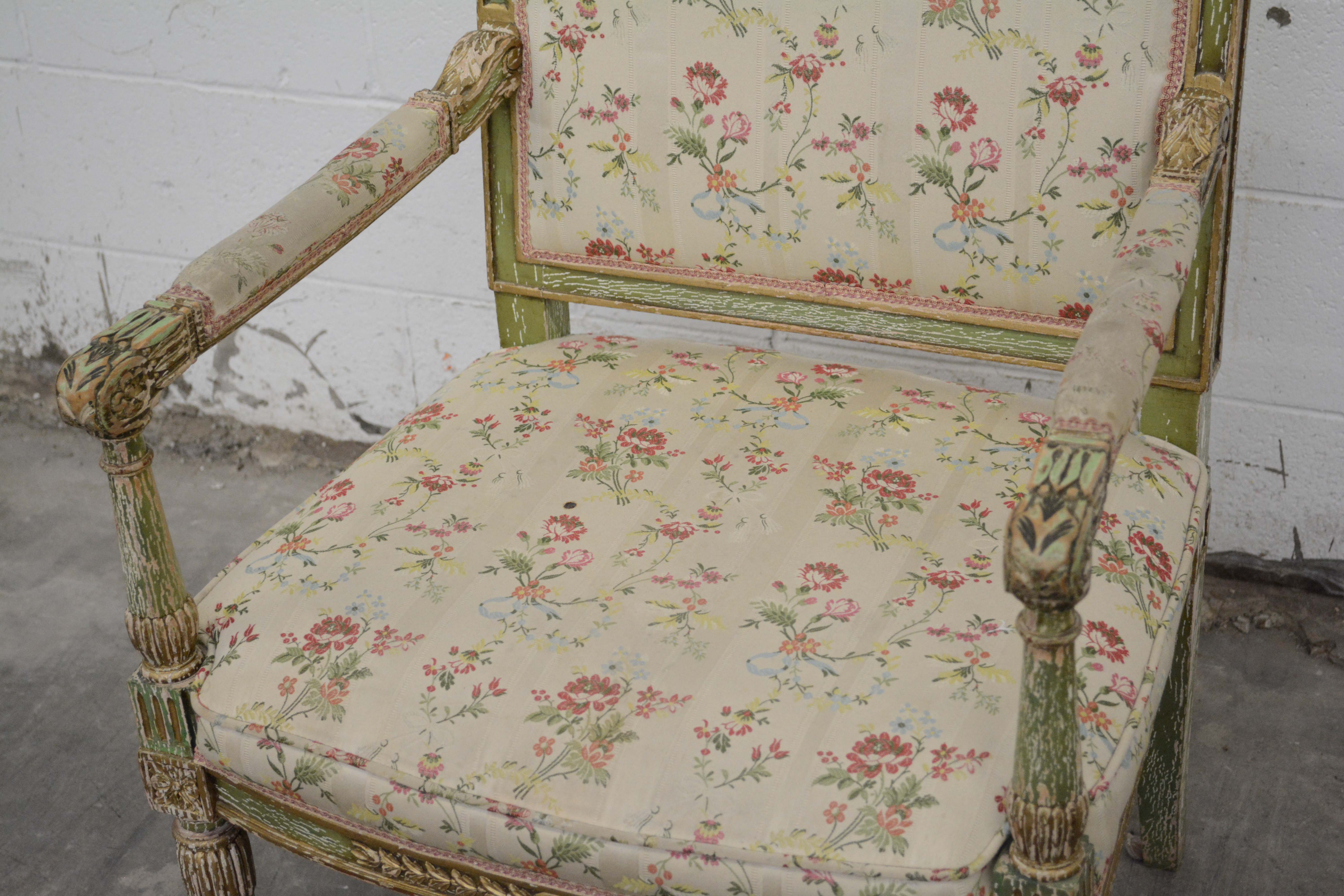 Louis XVI Style Painted Wooden Armchairs, 20th Century