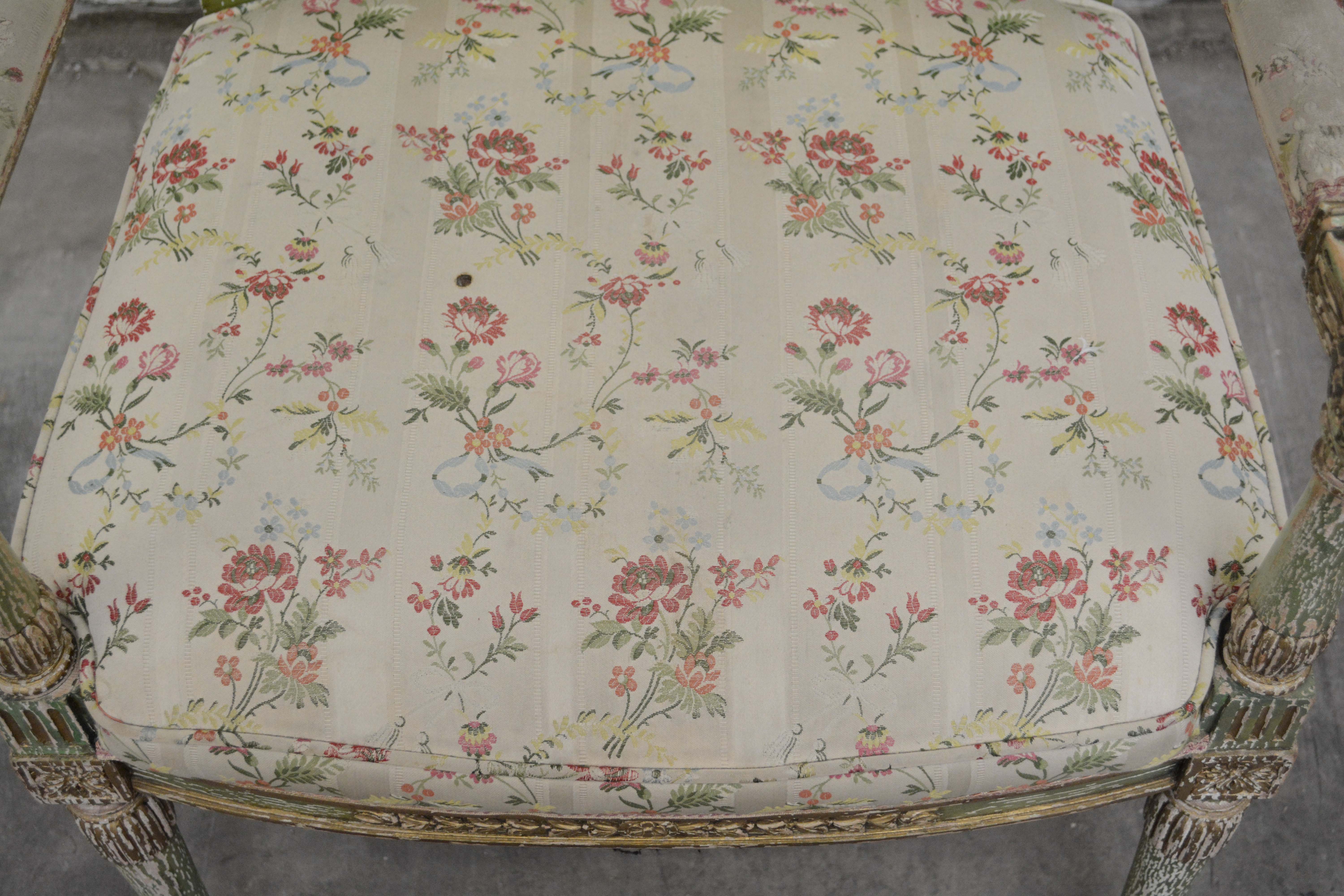 Louis XVI Style Painted Wooden Armchairs, 20th Century