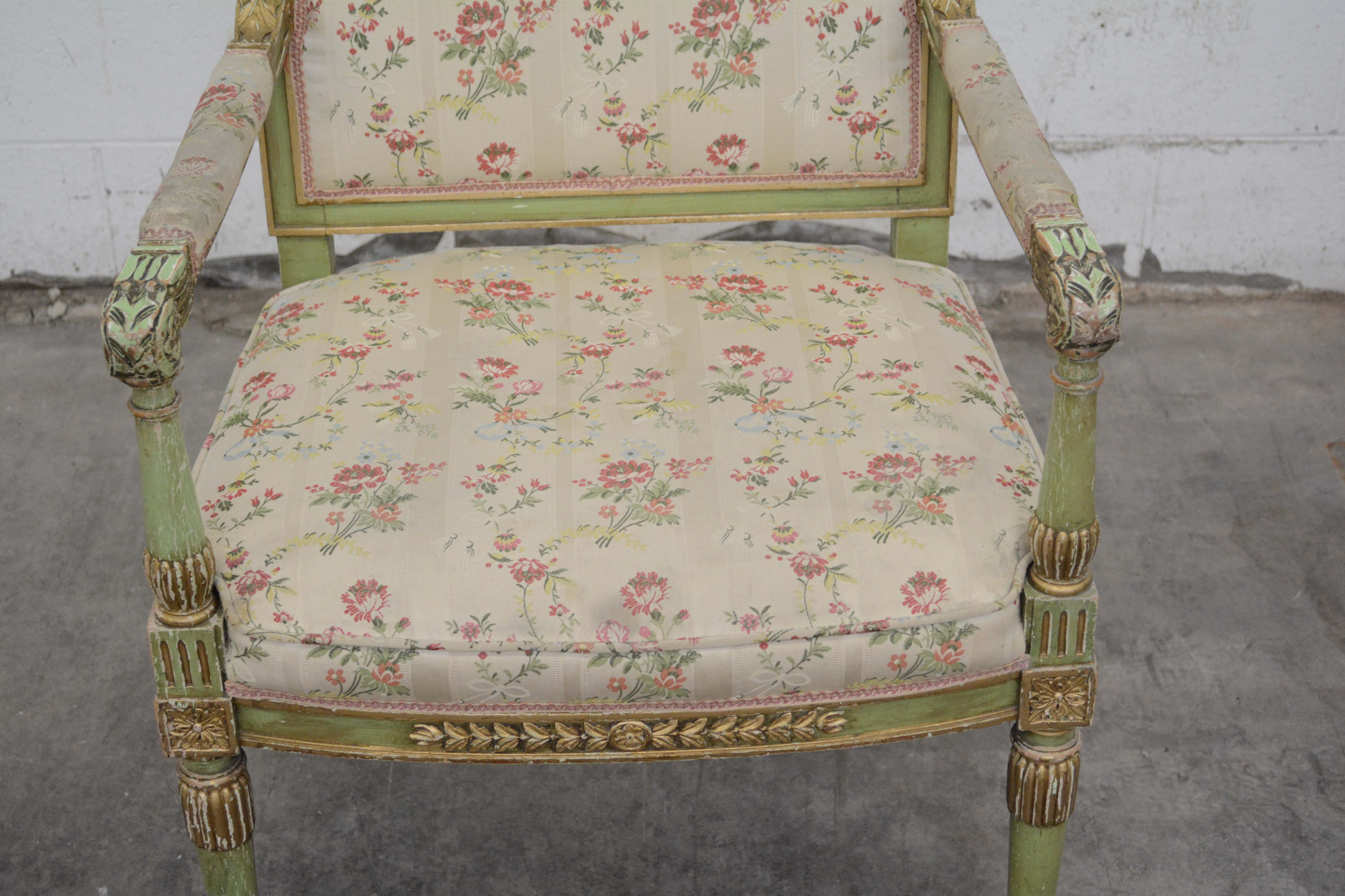 Louis XVI Style Painted Wooden Armchairs, 20th Century