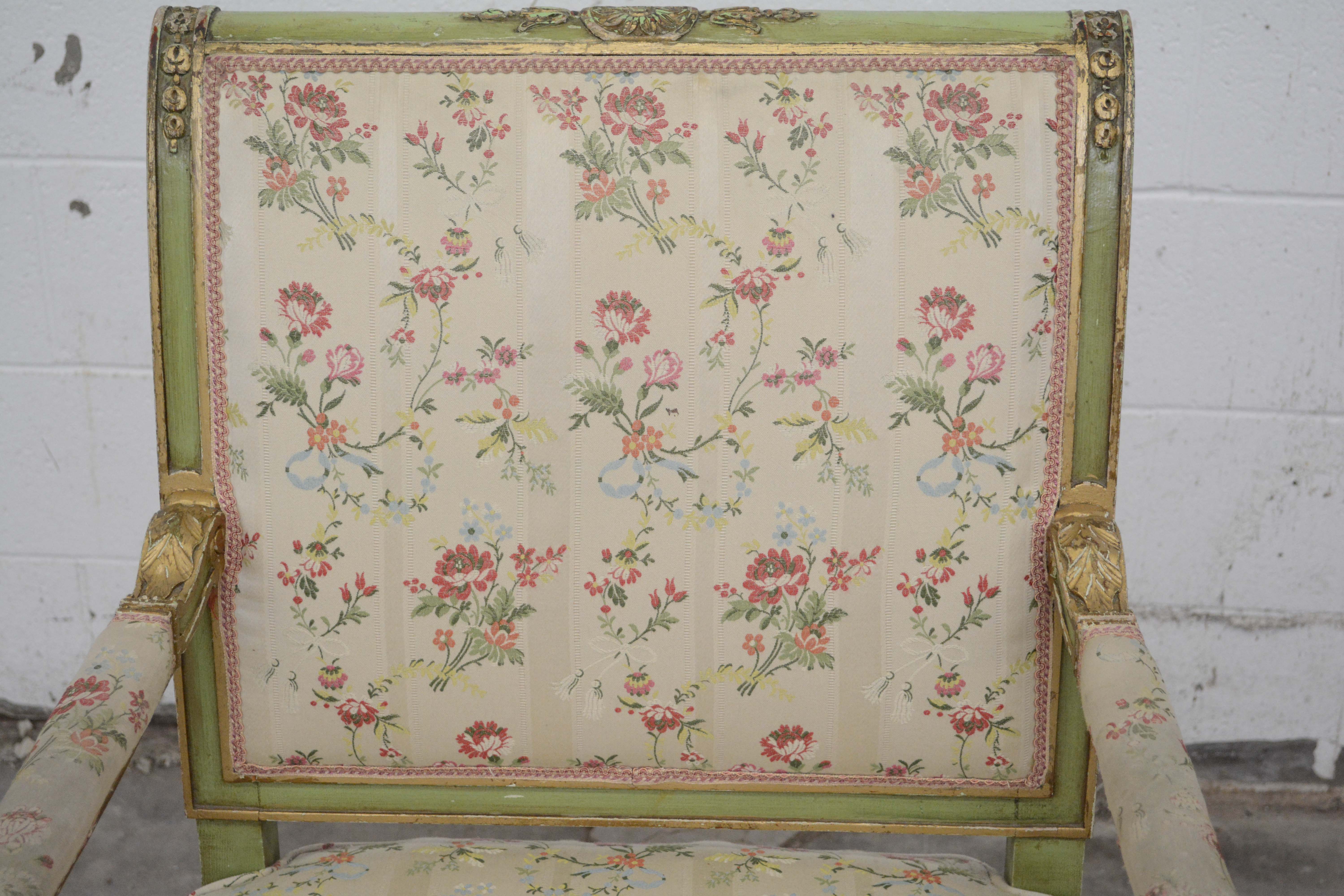 Louis XVI Style Painted Wooden Armchairs, 20th Century