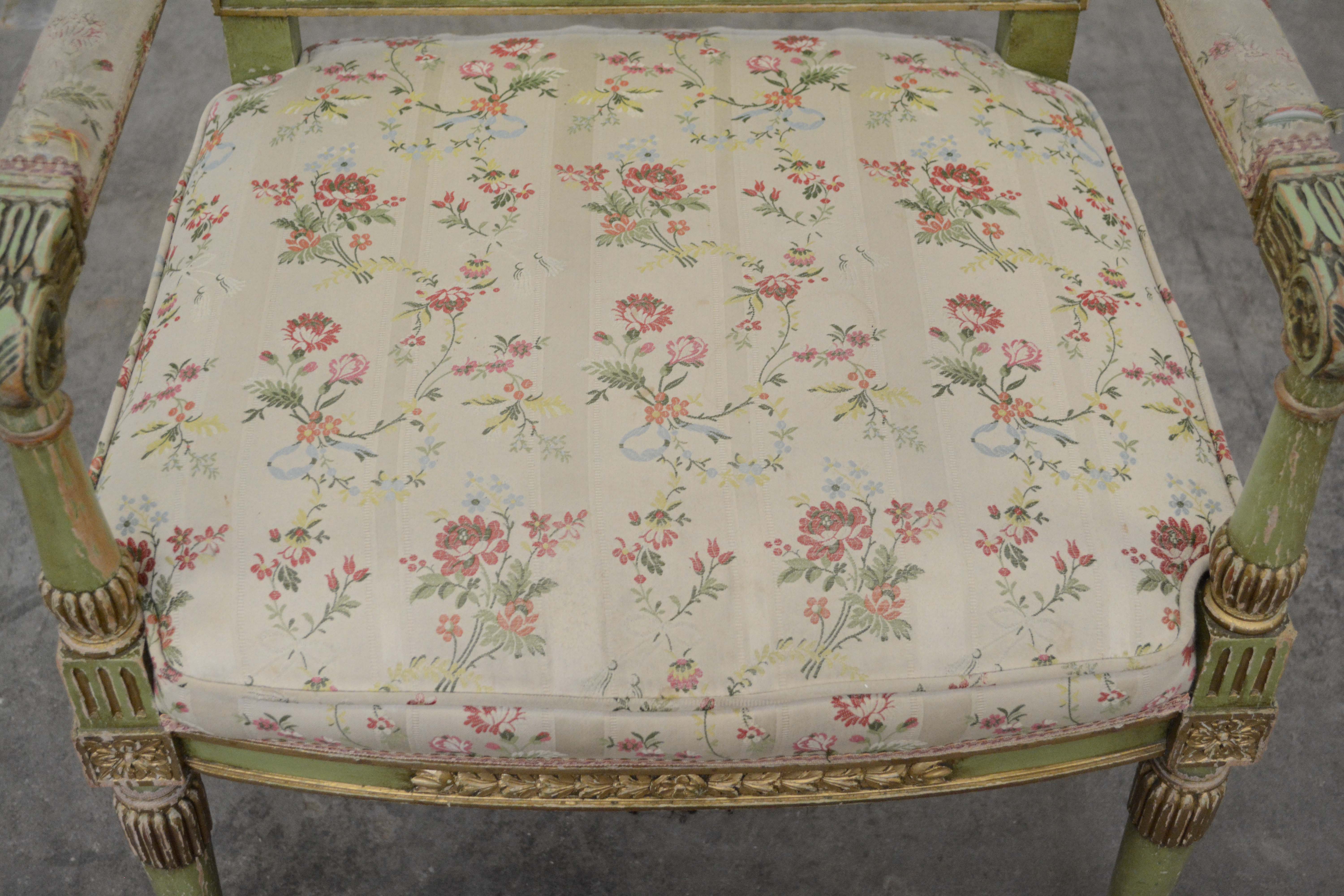 Louis XVI Style Painted Wooden Armchairs, 20th Century