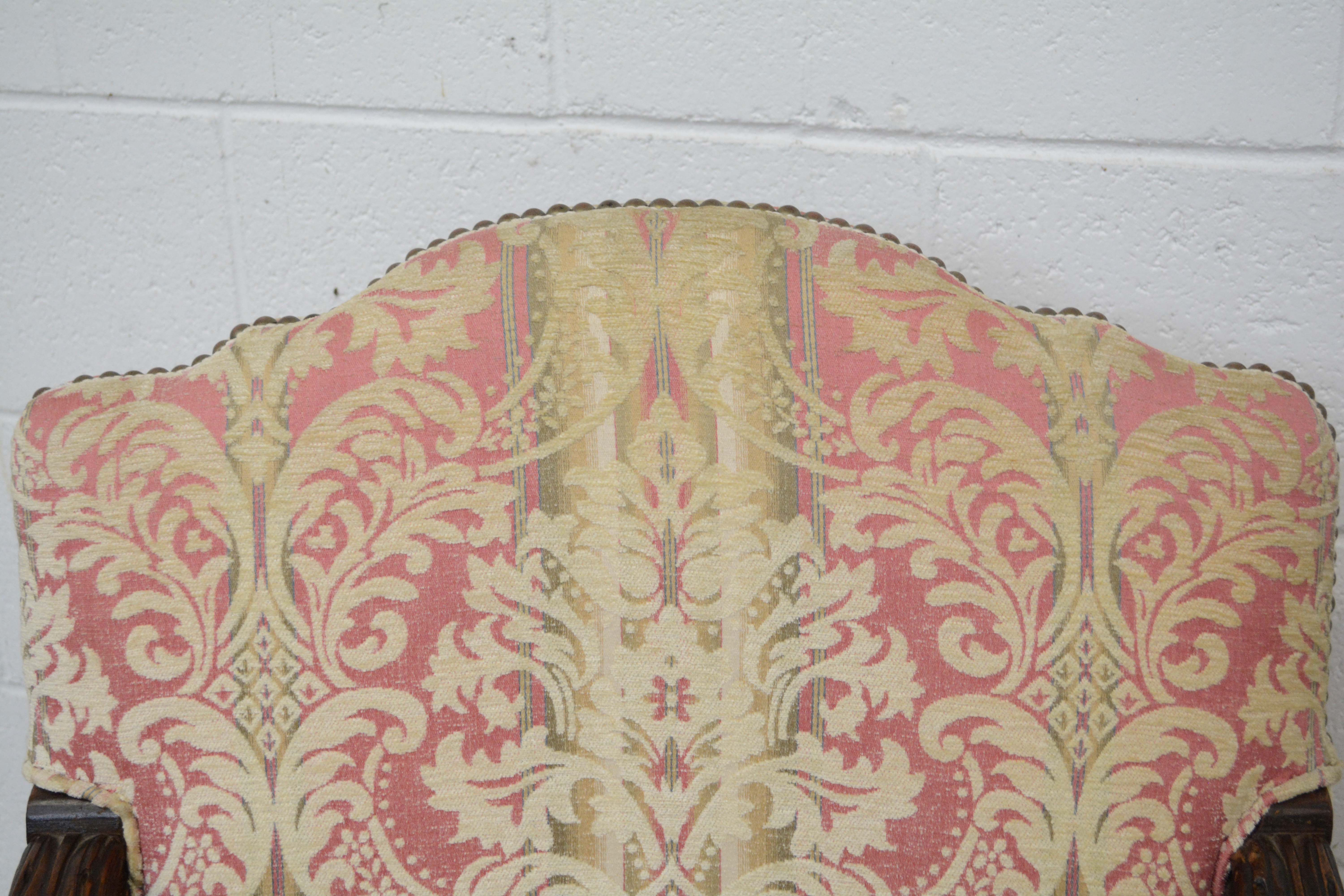 William and Mary Style Walnut Frame Upholstered Armchair, 20th Century