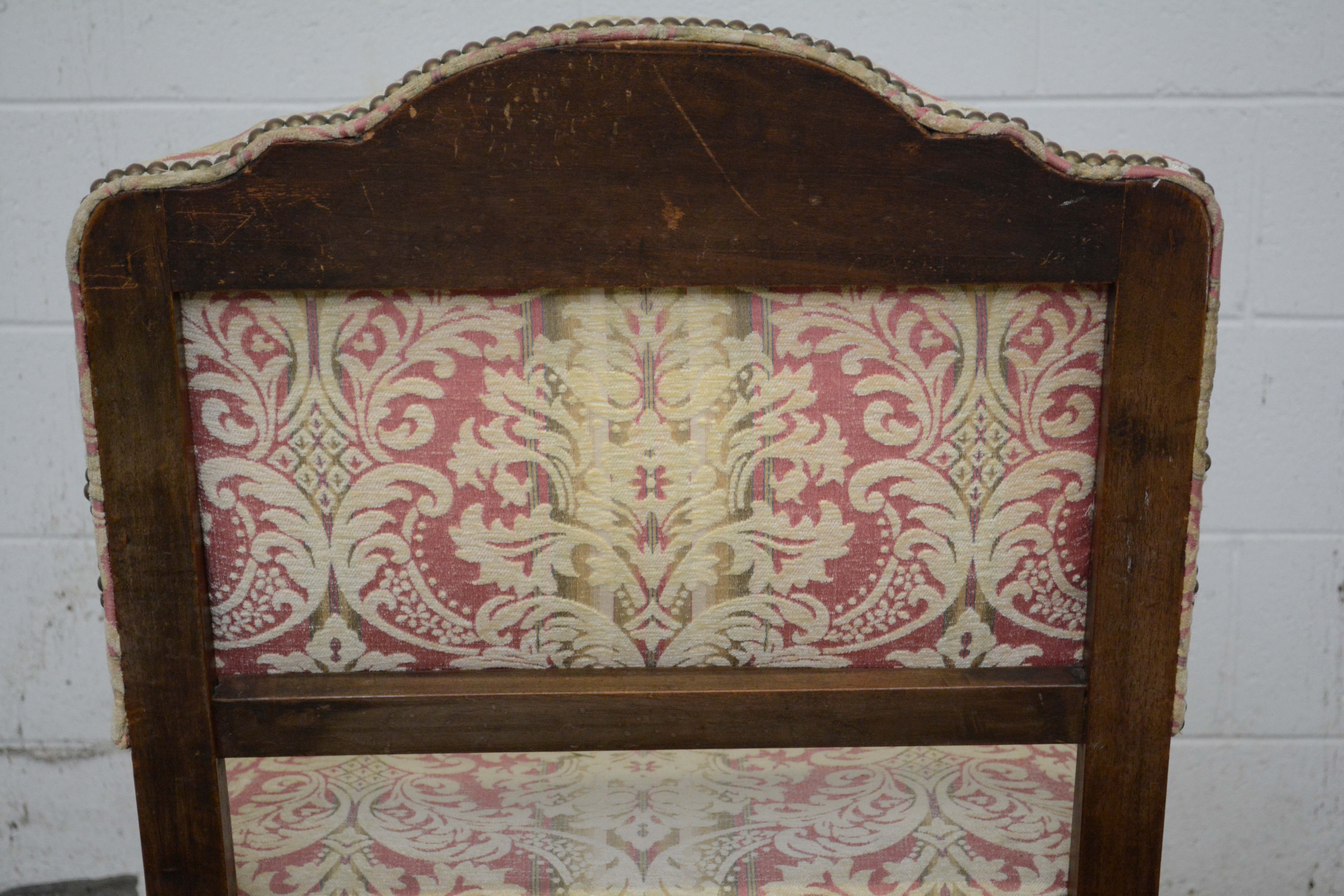 William and Mary Style Walnut Frame Upholstered Armchair, 20th Century