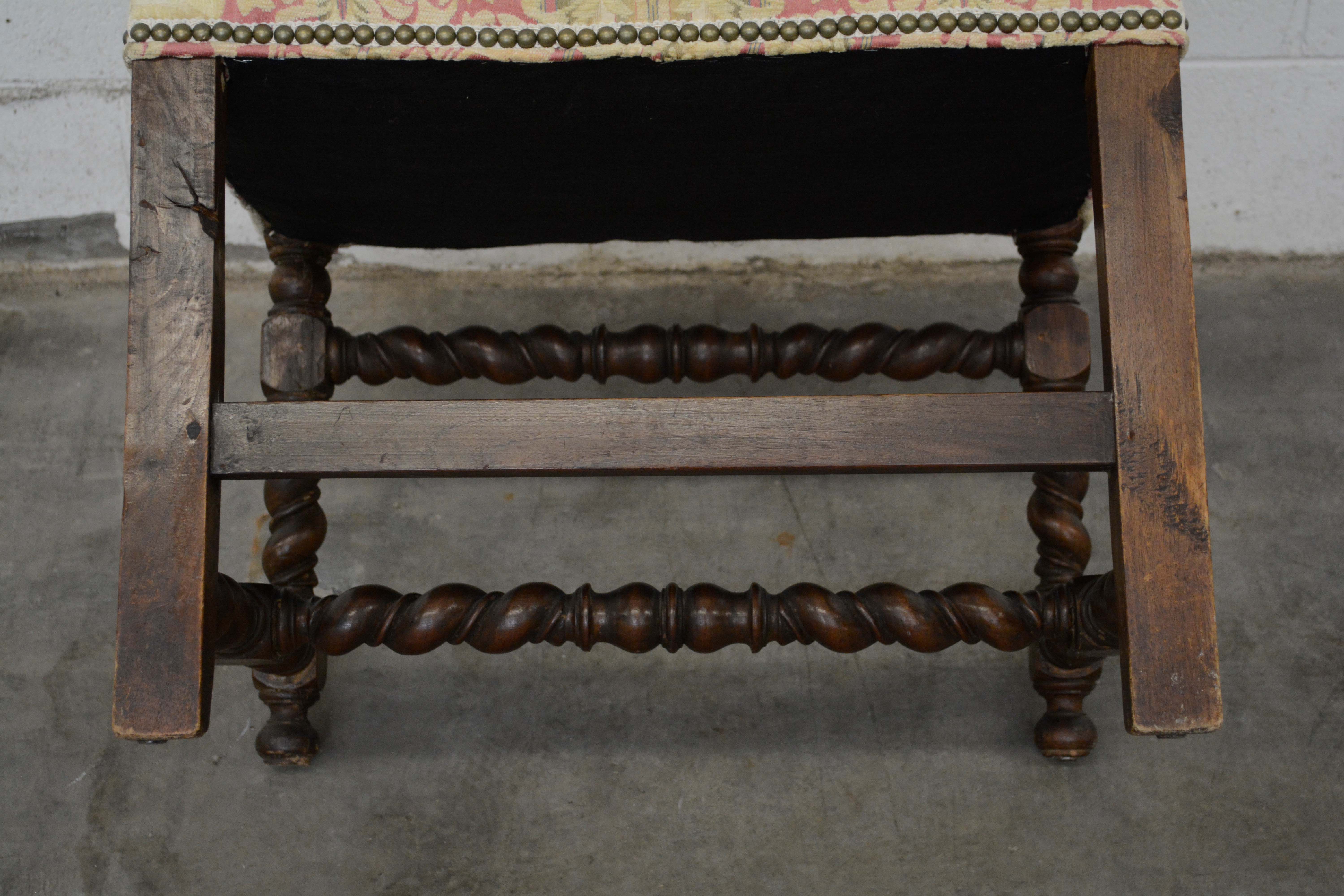 William and Mary Style Walnut Frame Upholstered Armchair, 20th Century