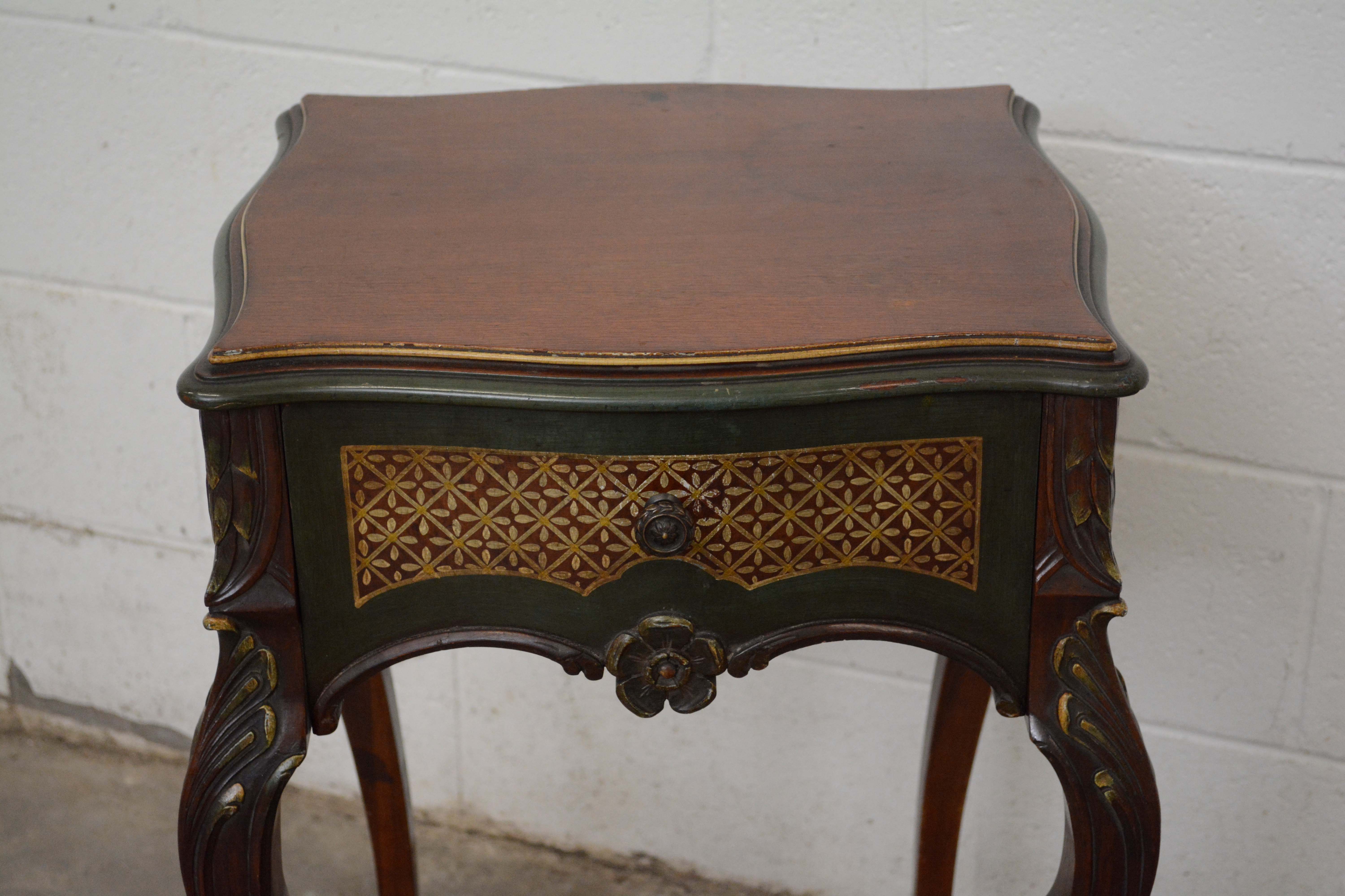 Louis XV Style Painted Walnut Side Table by The Winnebago Mfg. Co., 20th Century
