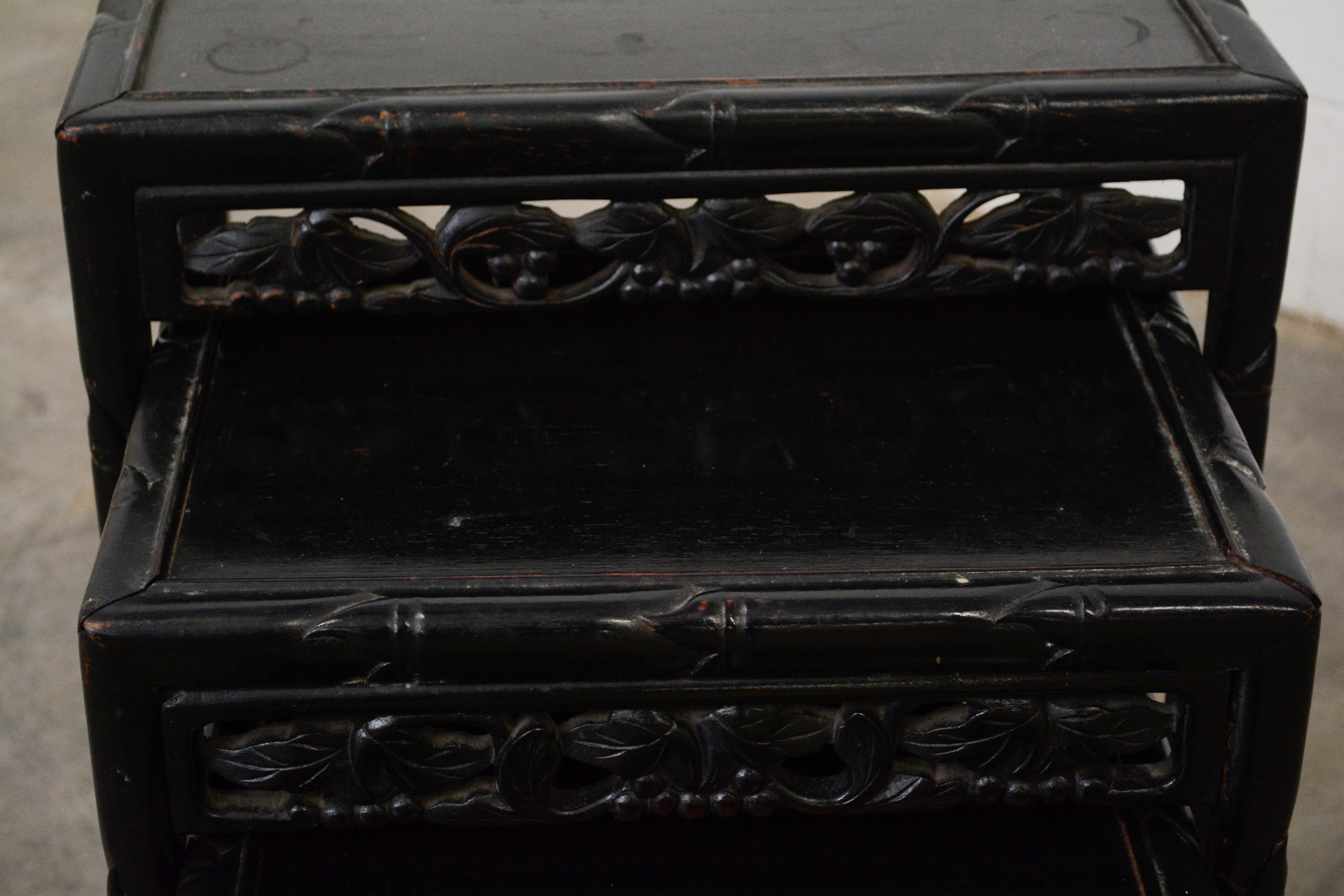 Set of Three Chinese Export Ebonized & Graduated Side Tables, Early 20th Century