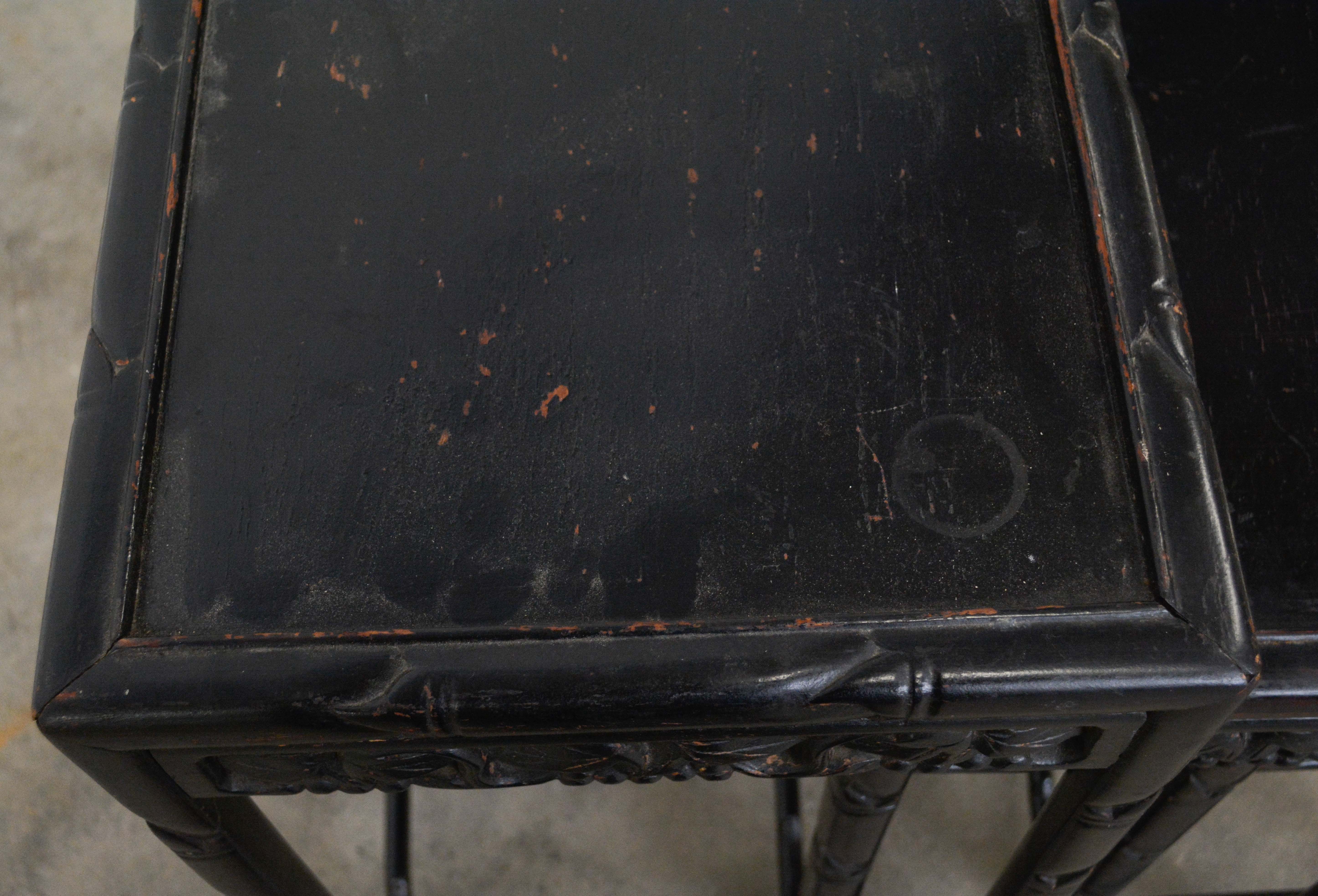 Set of Three Chinese Export Ebonized & Graduated Side Tables, Early 20th Century