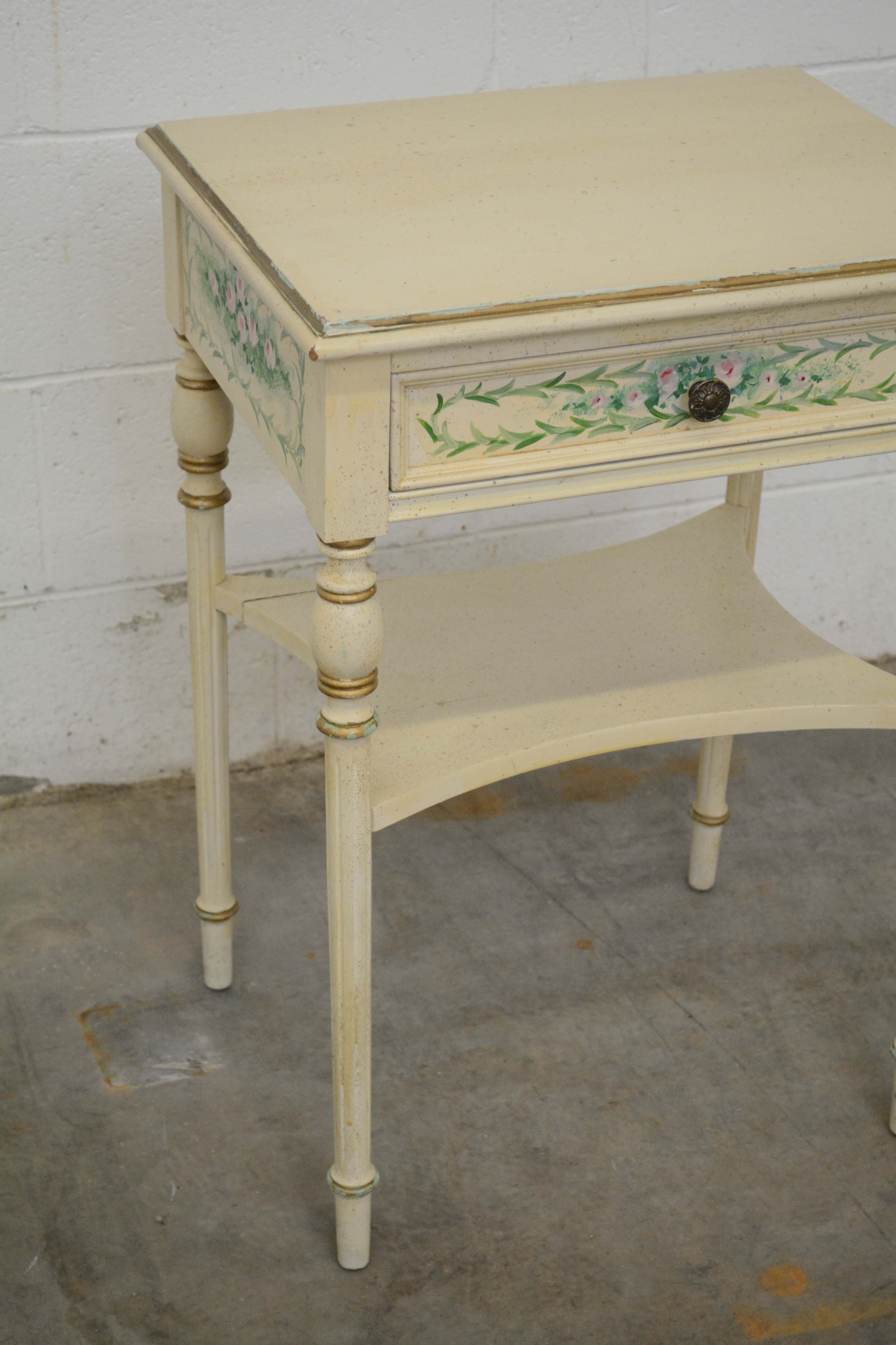 French Provincial Style Painted Wood Side Table, 20th Century