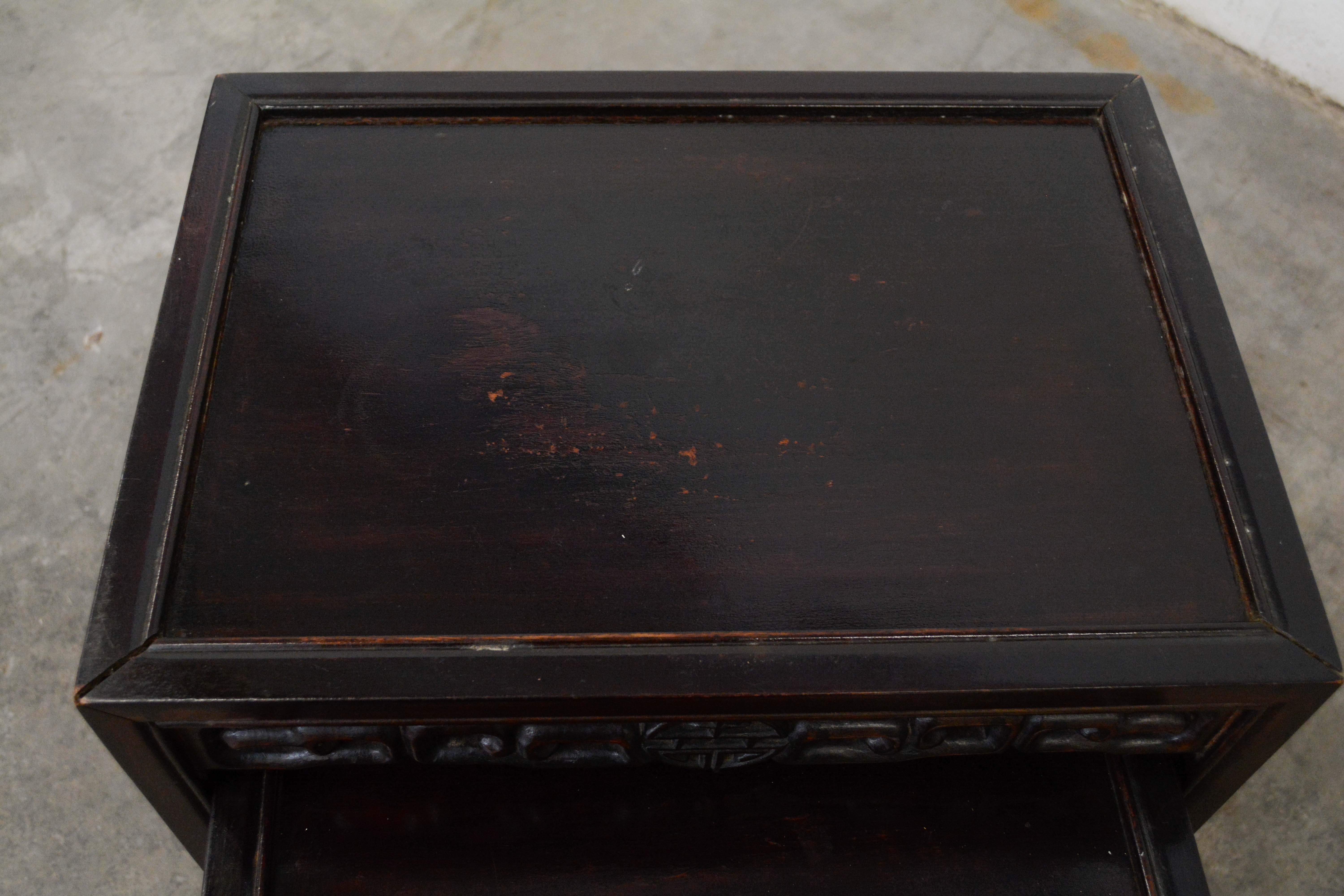 Set of Chinese Export Carved Hardwood Quartetto Tables, Early 20th Century