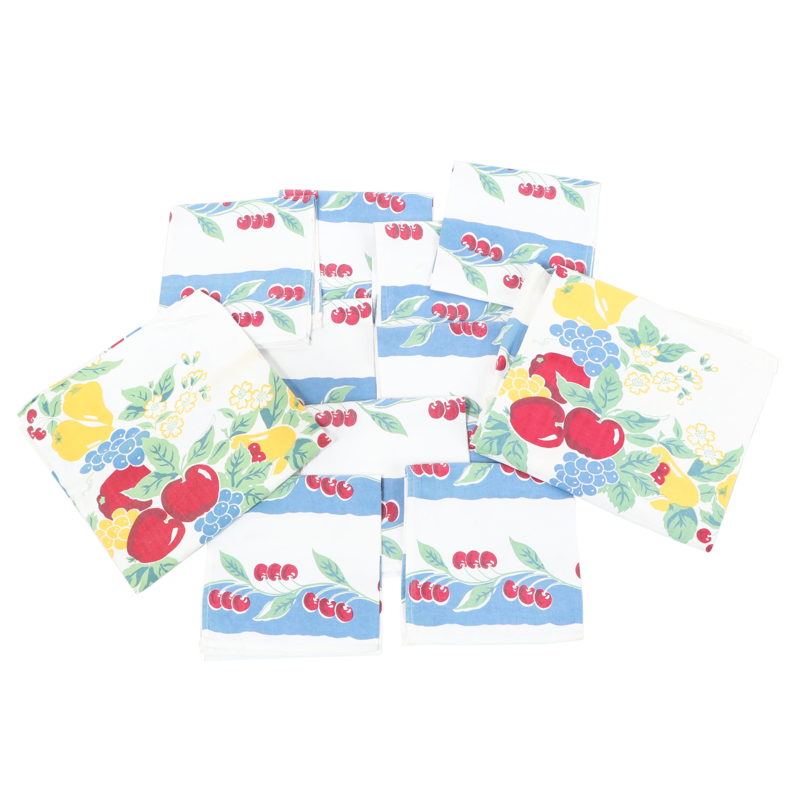 Crate & Barrel Vintage Print Cotton Napkins and Tablecloths