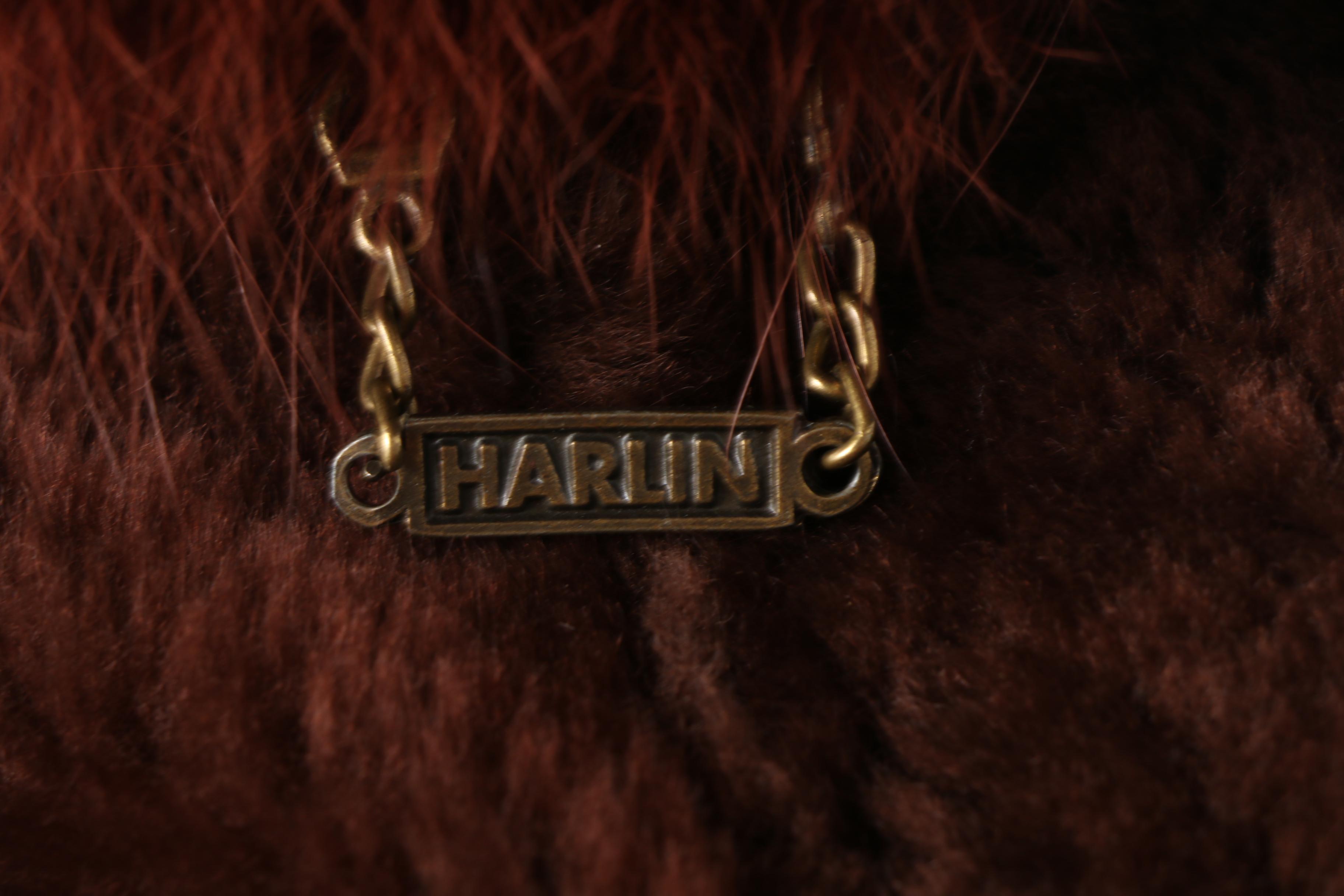 Women's Harlin Rust Brown Suede and Shearling Coat with Dyed Fox Fur Trim