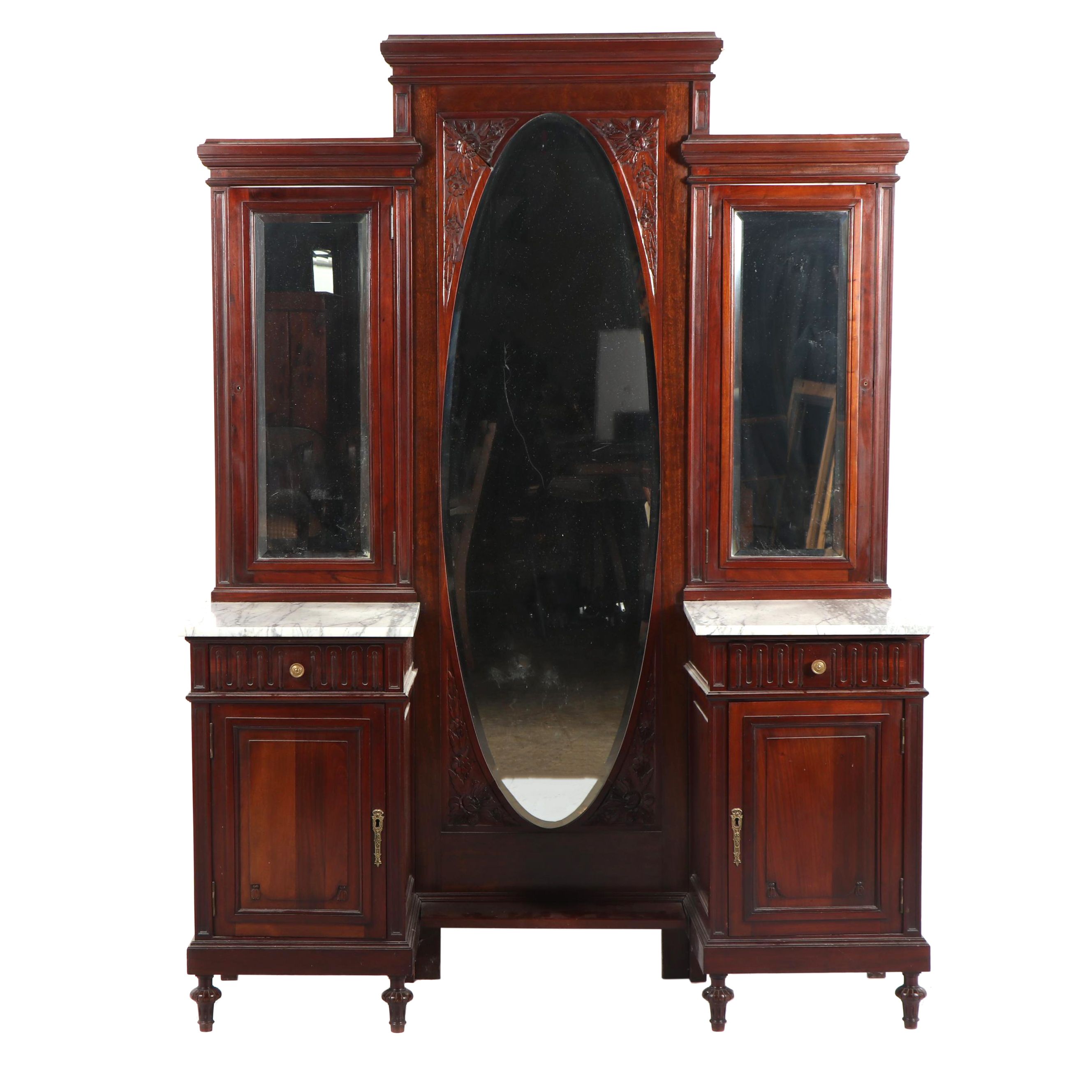 Late Victorian Mahogany and Marble Vanity, Mid 19th Century