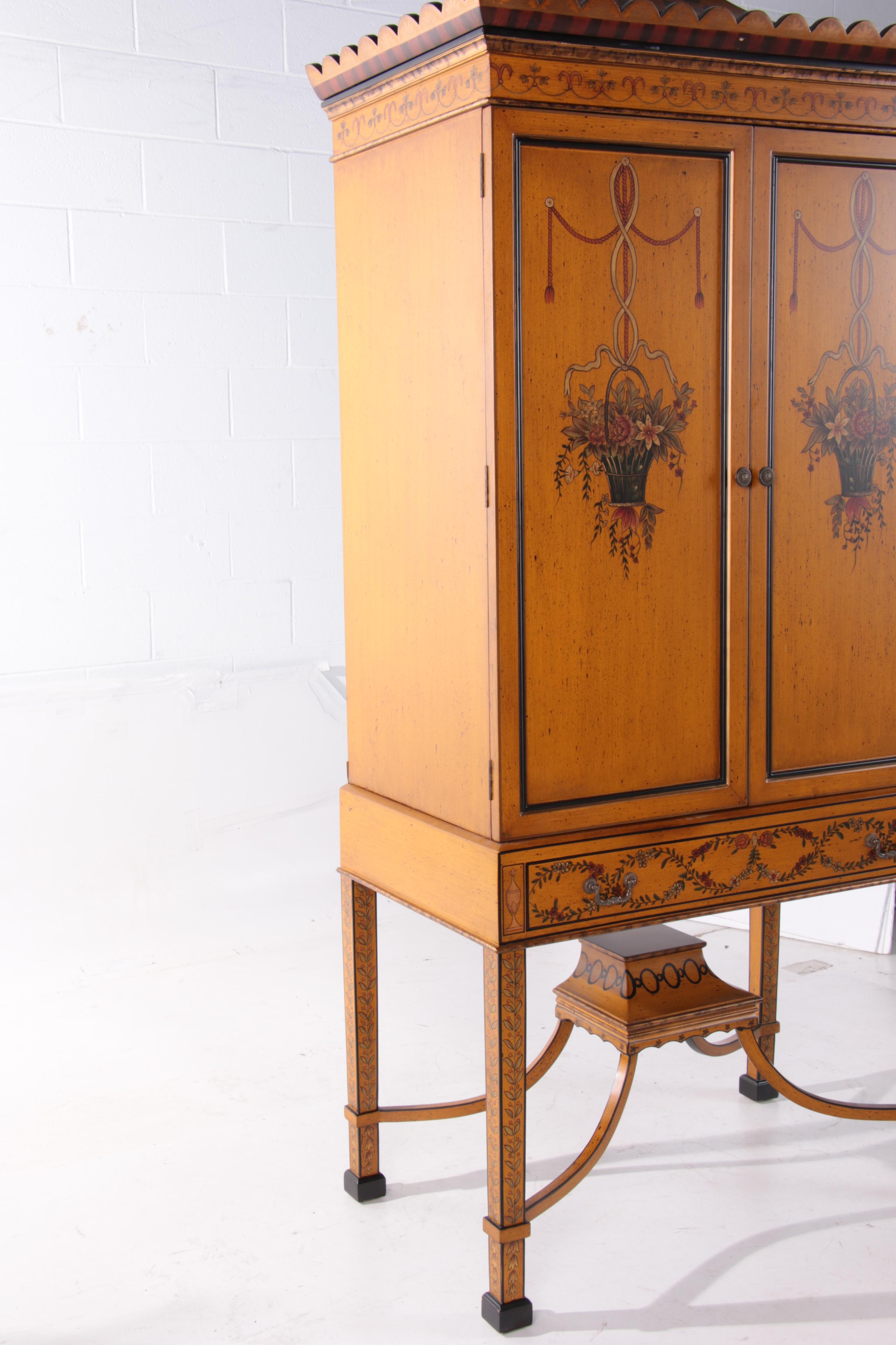 Robert Adams Style Painted Wood Entertainment Highboy by Chelsea House, 21st C.