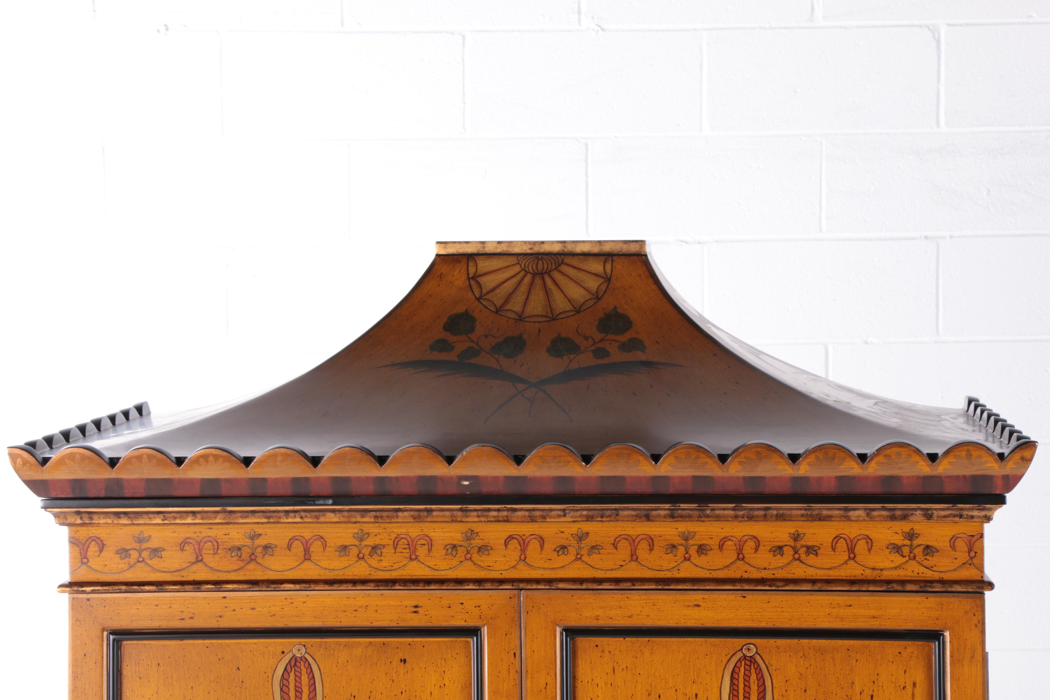 Robert Adams Style Painted Wood Entertainment Highboy by Chelsea House, 21st C.