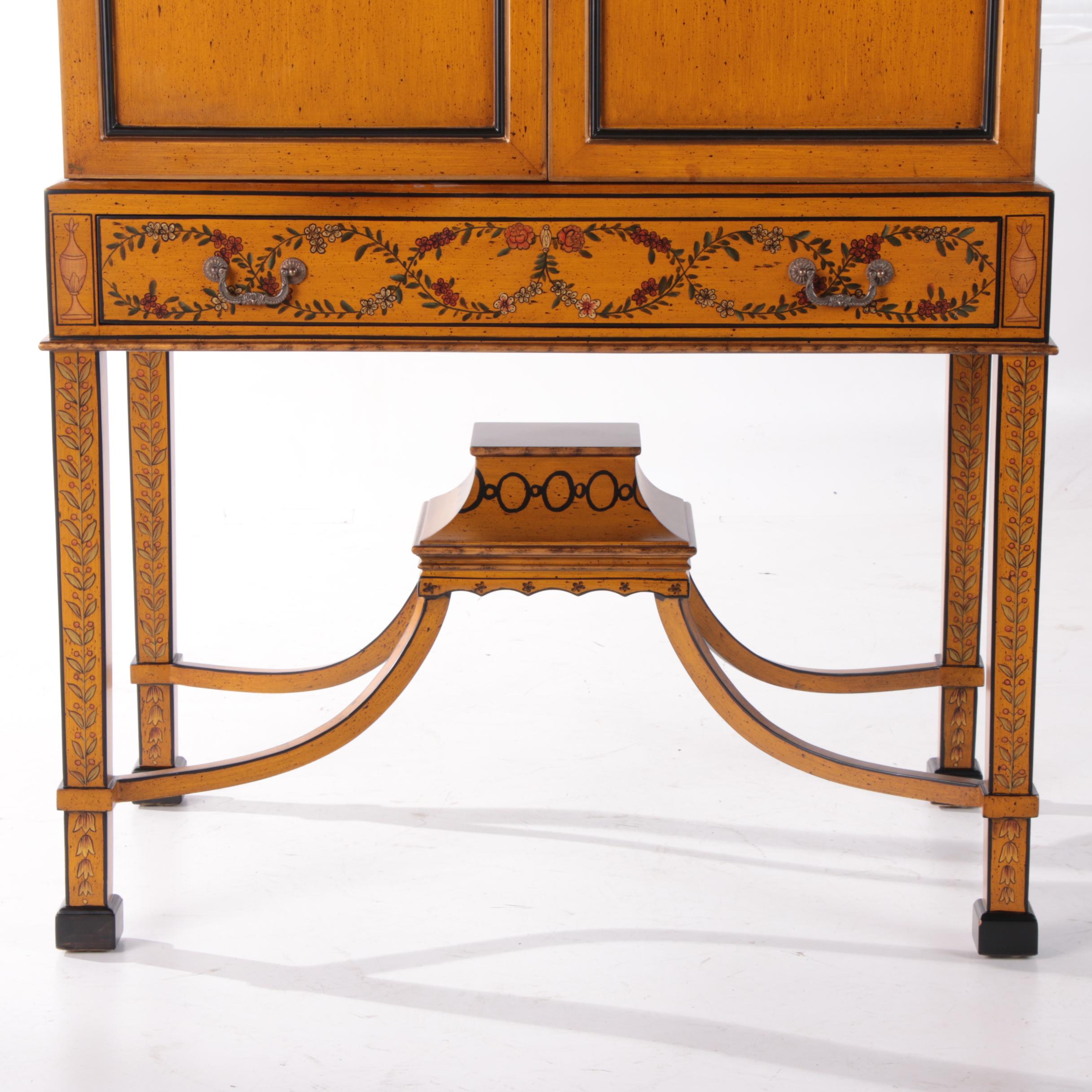 Robert Adams Style Painted Wood Entertainment Highboy by Chelsea House, 21st C.