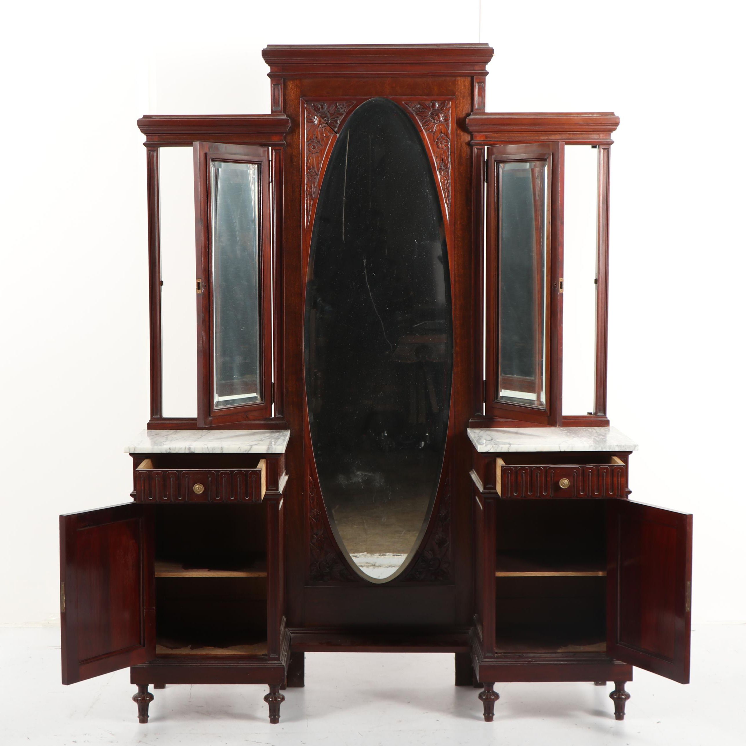 Late Victorian Mahogany and Marble Vanity, Mid 19th Century